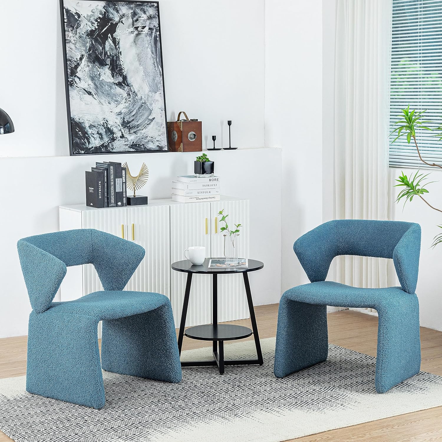 Modern Boucle – Silla decorativa de sherpa, silla armada de tela de cordero, cómoda silla individual copetuda para lectura, dormitorio, oficina y