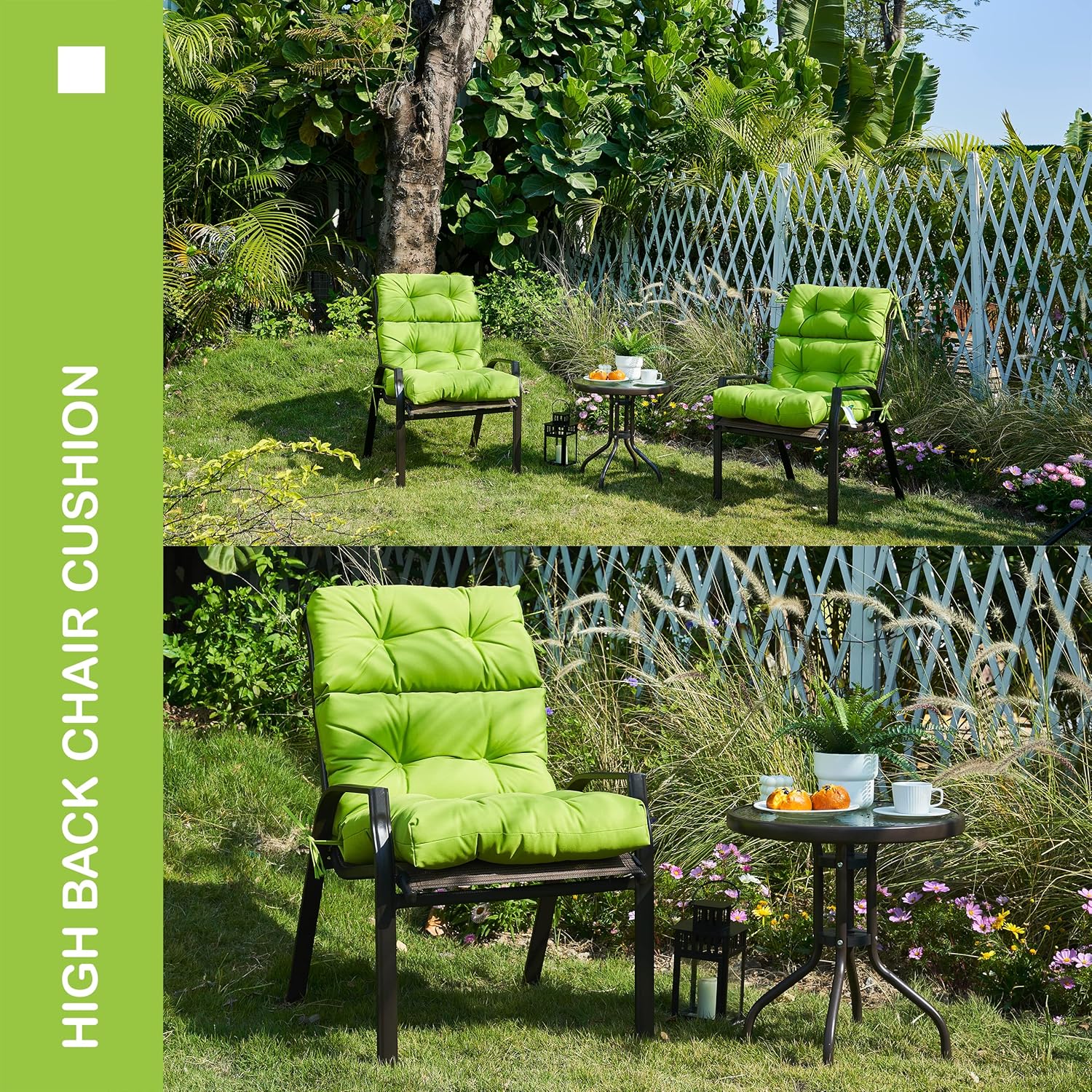 Cojín para silla de respaldo alto para exterioresinteriores, impermeable, relleno de espuma de alto rebote para silla Adirondack, cojín de