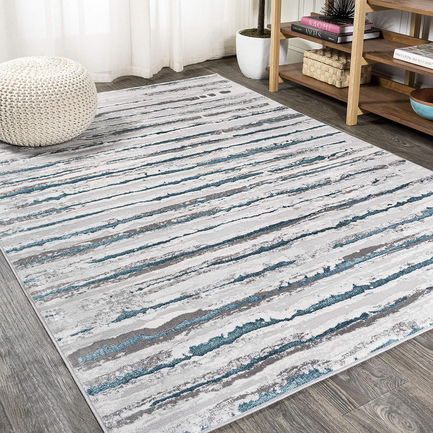JONATHAN Y SOR204A-4 Batten Modern Stripe Indoor Area-Rug Contemporary Transitional Solid Striped Easy-Cleaning Bedroom Kitchen Living Room Non