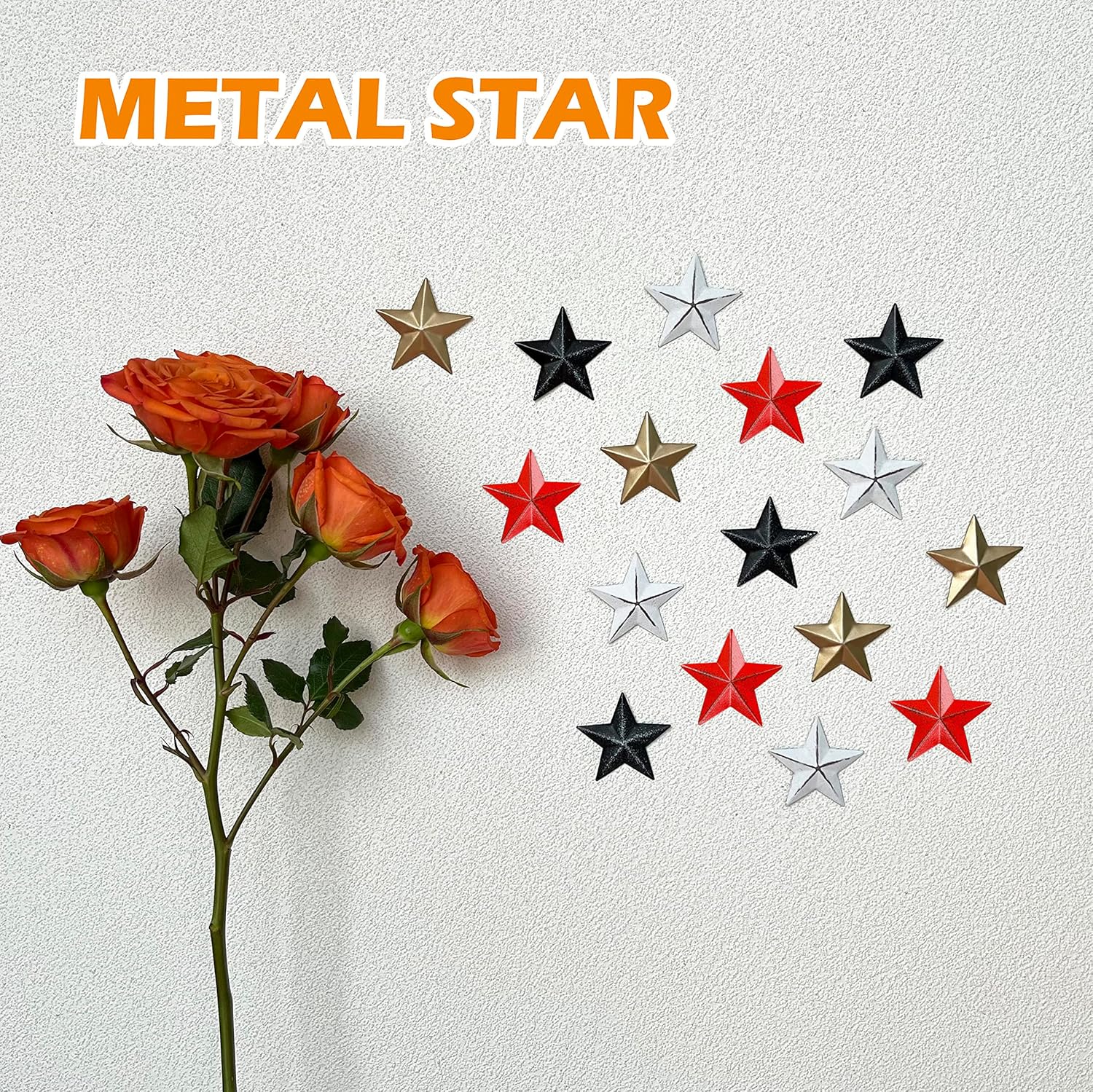 50 estrellas de metal de 1.5 pulgadas, estrella de granero para decoración del hogar, decoración de pared colgante para casa, arte de pared vintage