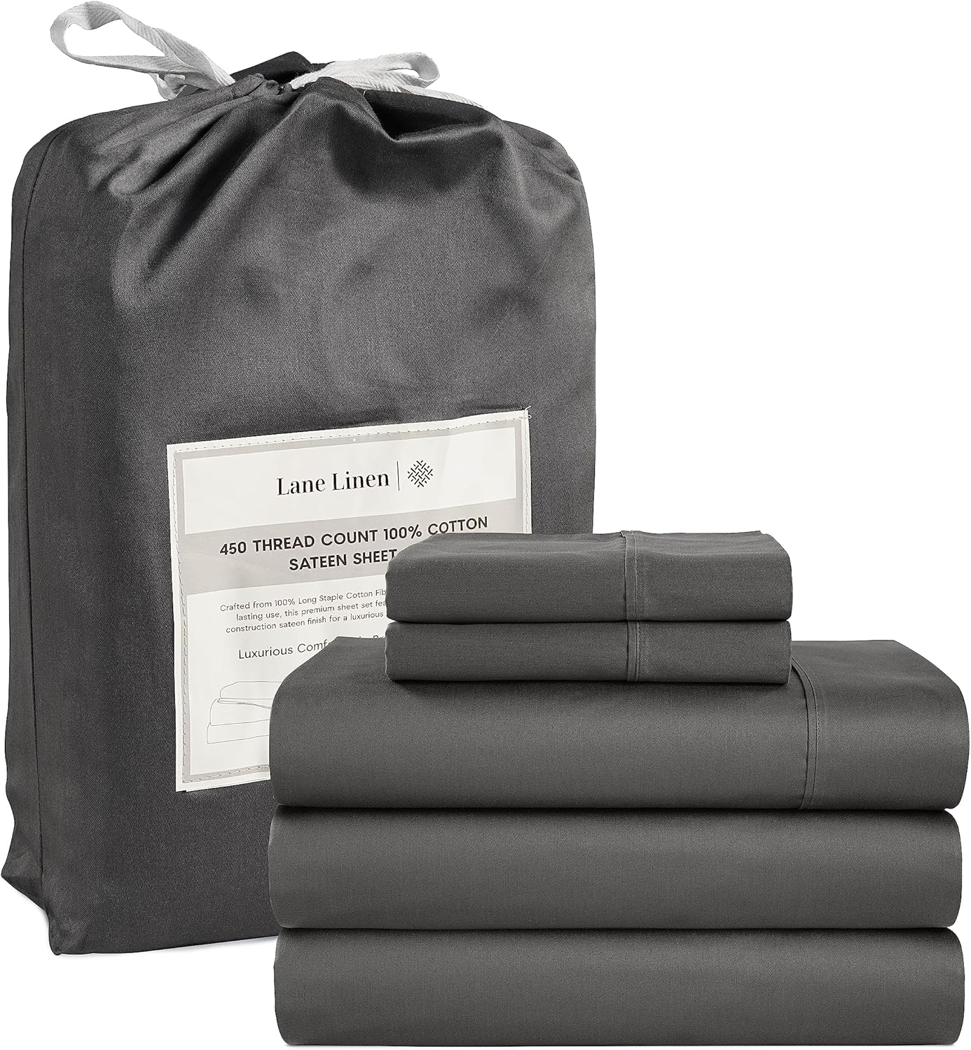 LANE LINEN – Sábanas tamaño Split King para cama ajustable, 450 hilos, 100% algodón, 2 sábanas bajeras individuales XL, con bolsillo profundo,
