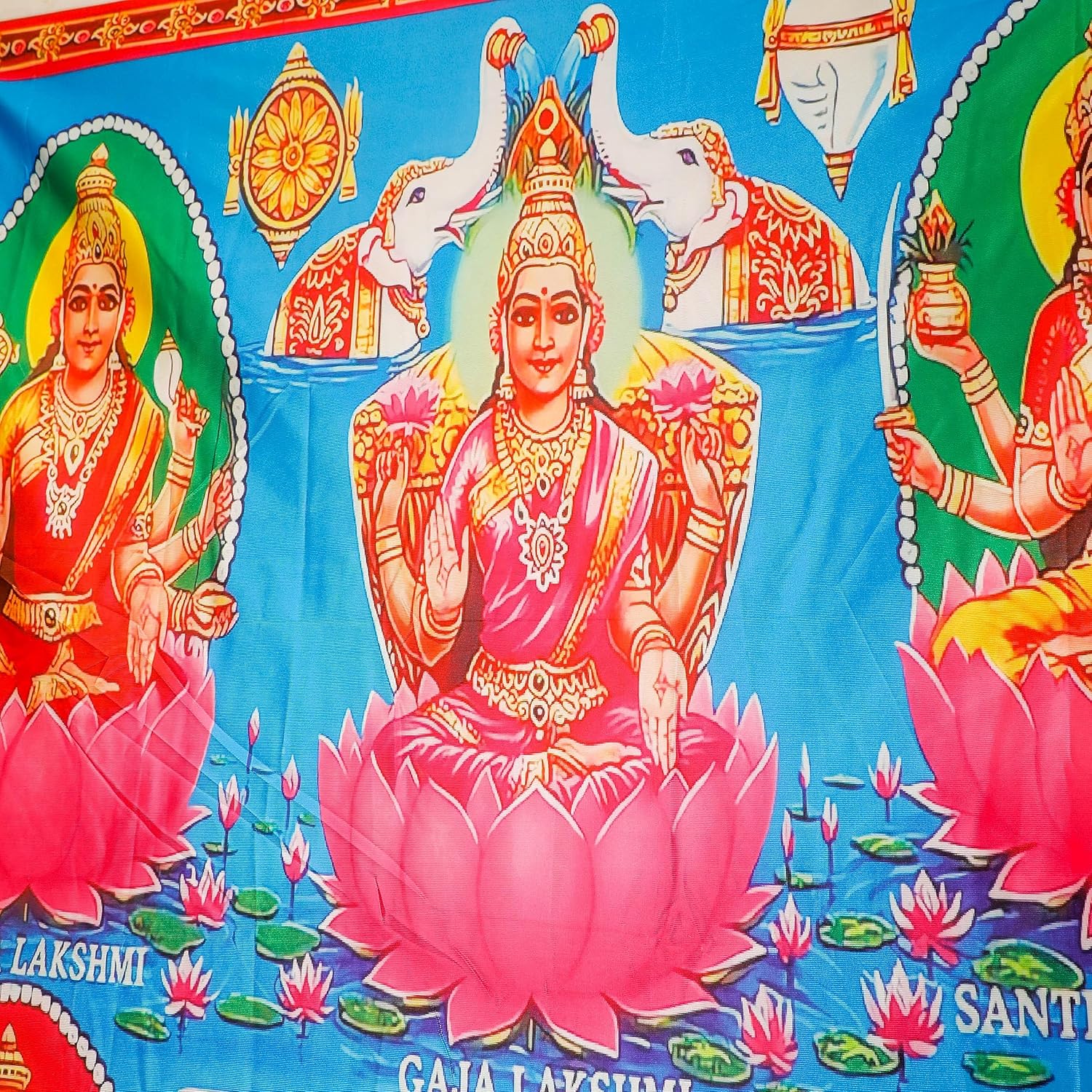 Desi Favors Gran tela de algodón Lakshmi MATAAshtalakshmi – Decoración de telón de fondo indio estilo Pooja, regalo para bodas hindúes, festivales
