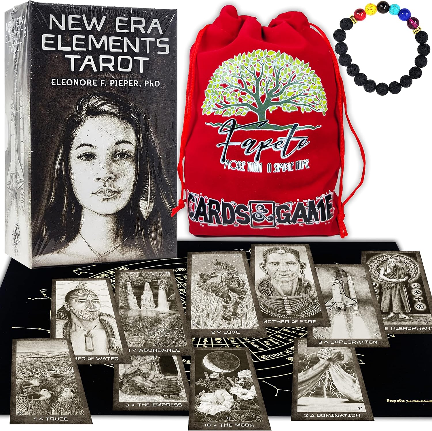 Paquetes de Tarot y Oráculos, Barajas de cartas para adivinación y chakras (Tarot Elementos de la Nueva Era)
