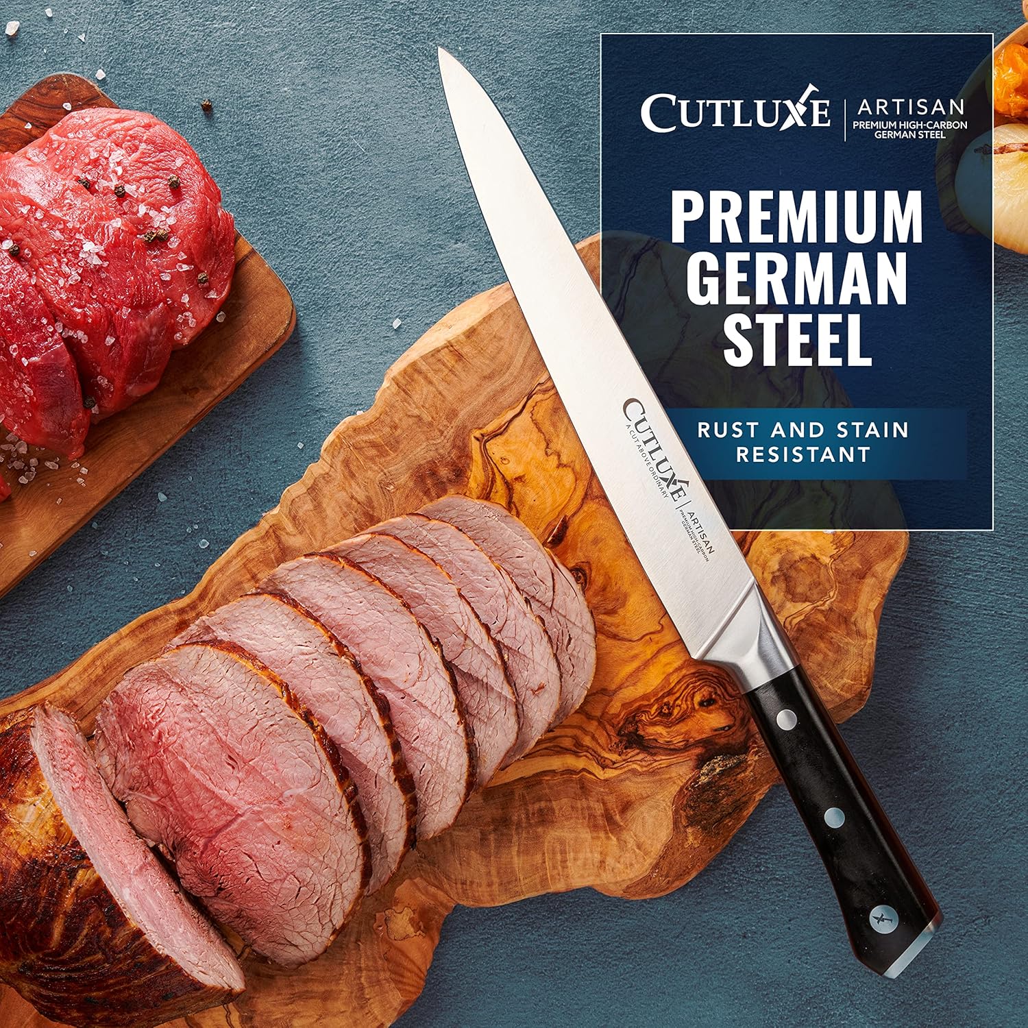 Cutluxe Juego de cuchillos de trinchar  Tenedor y cuchillo de trinchar para carne, barbacoa, pechuga, pavo  Acero alemán de alta calidad afilado