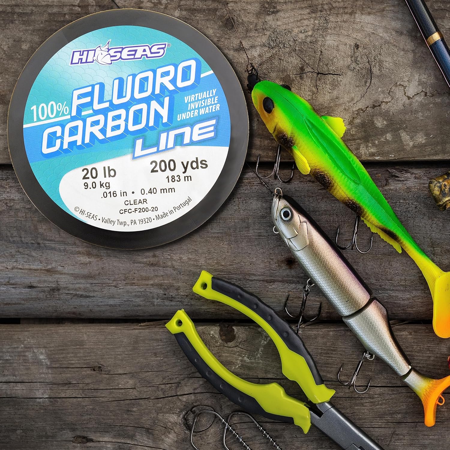 Hi-Seas 100% Fluorocarbon Fishing Line Clear – Strong & Tough Fishing Leader Line, Sinks Faster Than Monofilament Fishing Line. Available in 6lb,