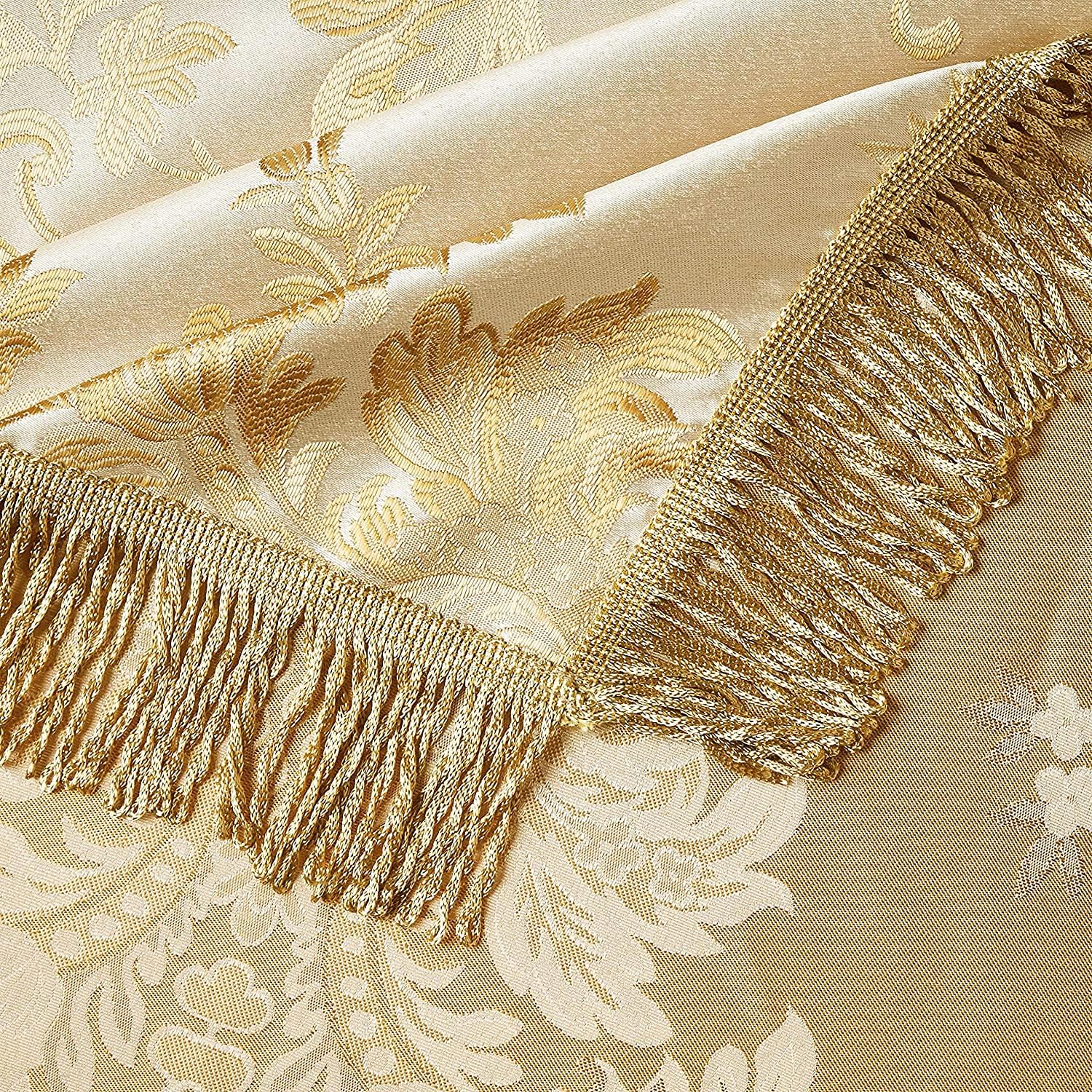 Violet Linen Majestic Damask – Mantel con diseño de damasco, color beige, 54 x 72 pulgadas, rectangular