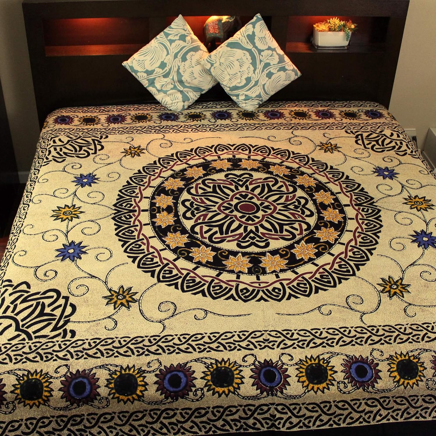Tapiz de algodón con estampado de girasol celta