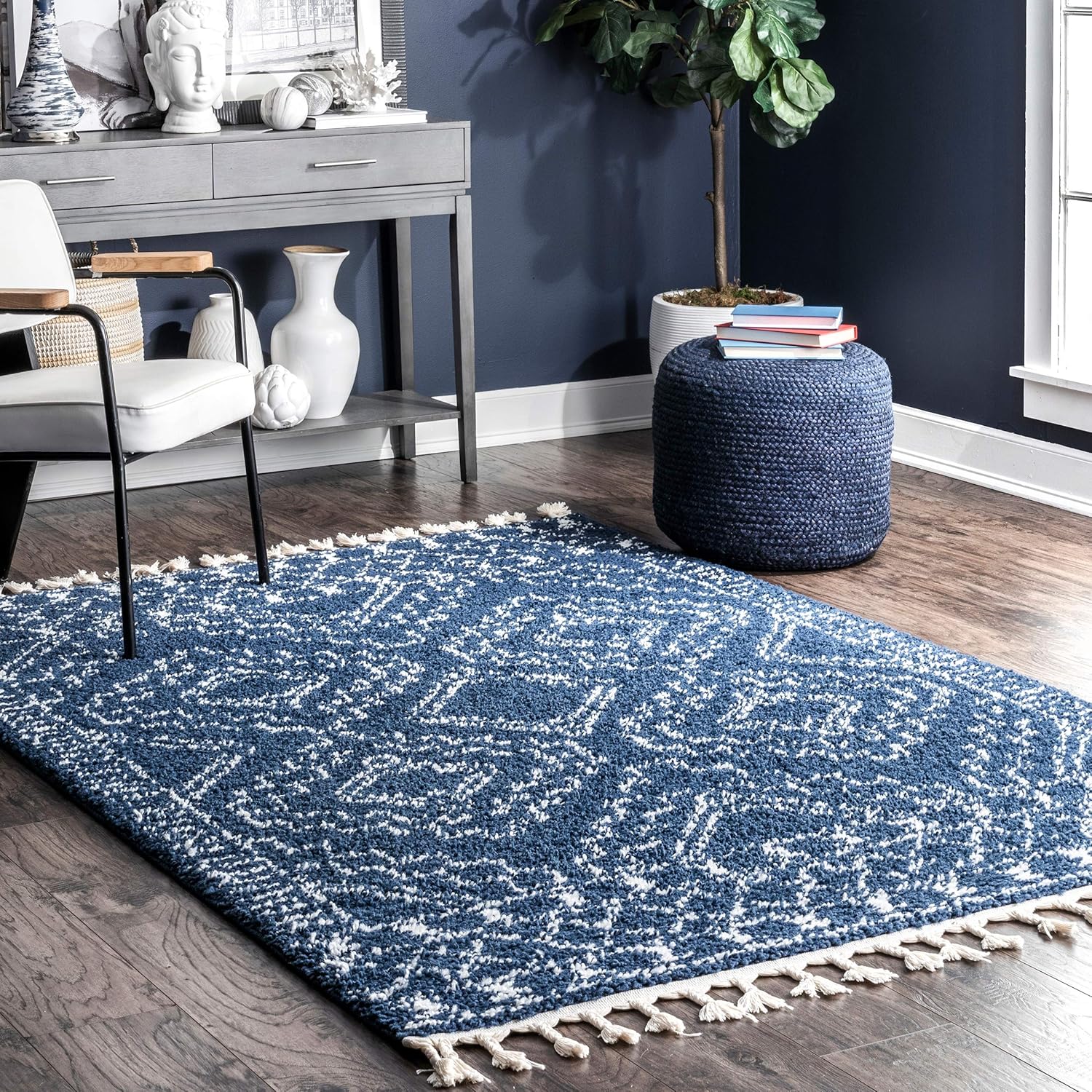 nuLOOM Vasiliki – Alfombra de pelo largo estilo tribal marroquí