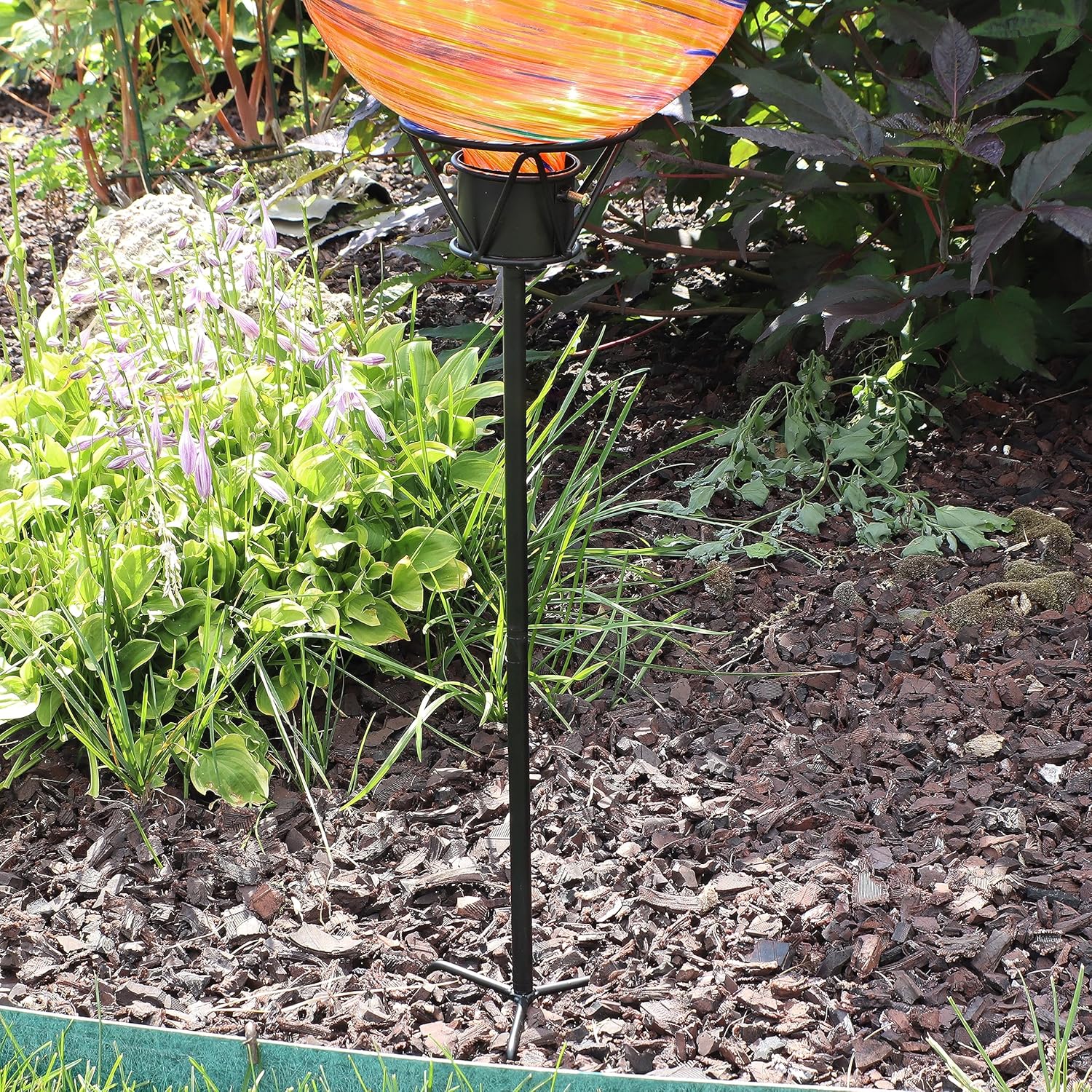 Sunnydaze Soporte de globo de observación para exteriores, soporte de bola de metal para observar bolas de 8 a 12 pulgadas, color negro, 24 pulgadas