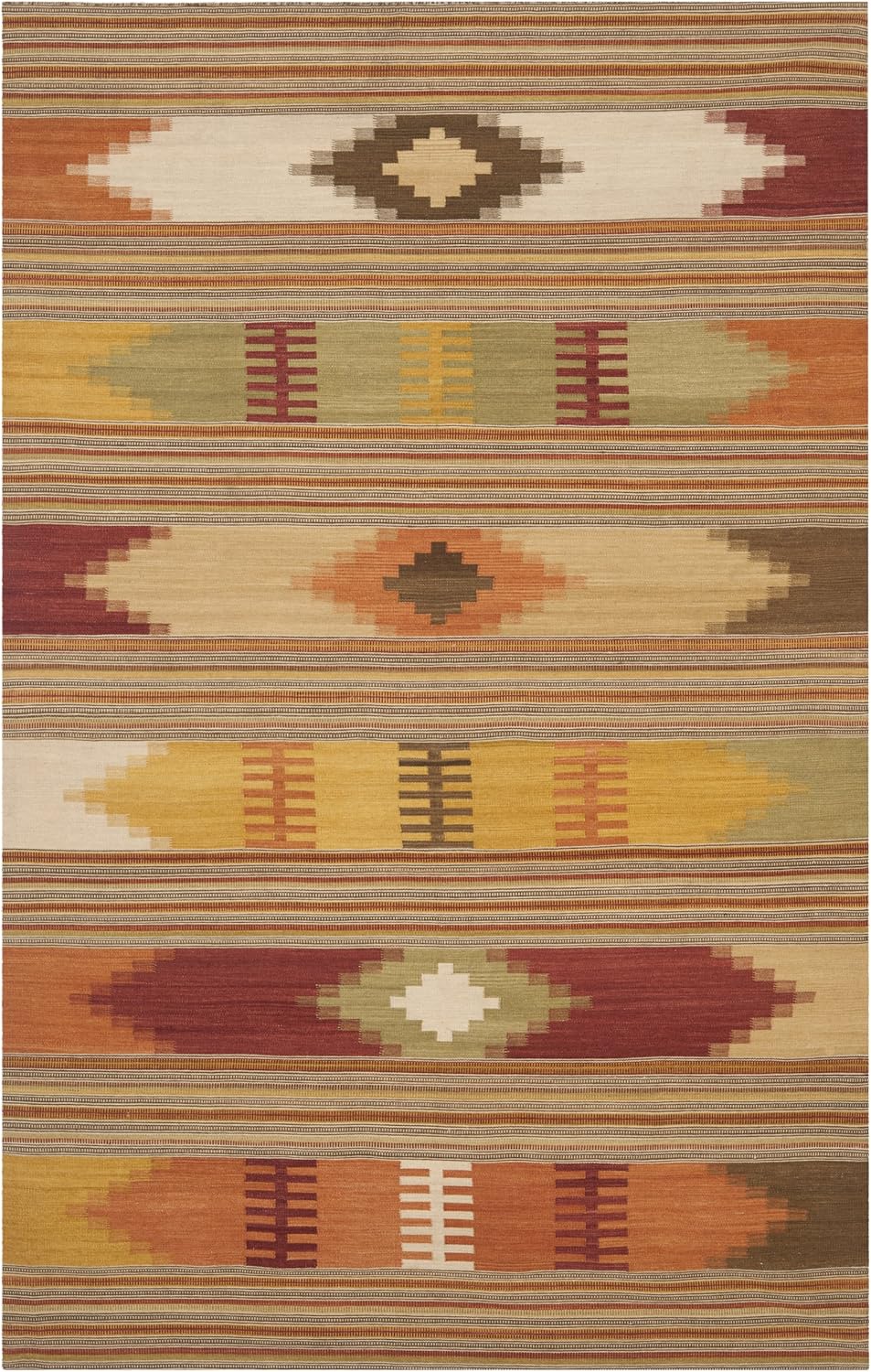 SAFAVIEH Kilim Collection – Alfombra decorativa de 4 x 6 pies, color rojo y multicolor, hecho a mano, lana tribal del suroeste, ideal para zonas de