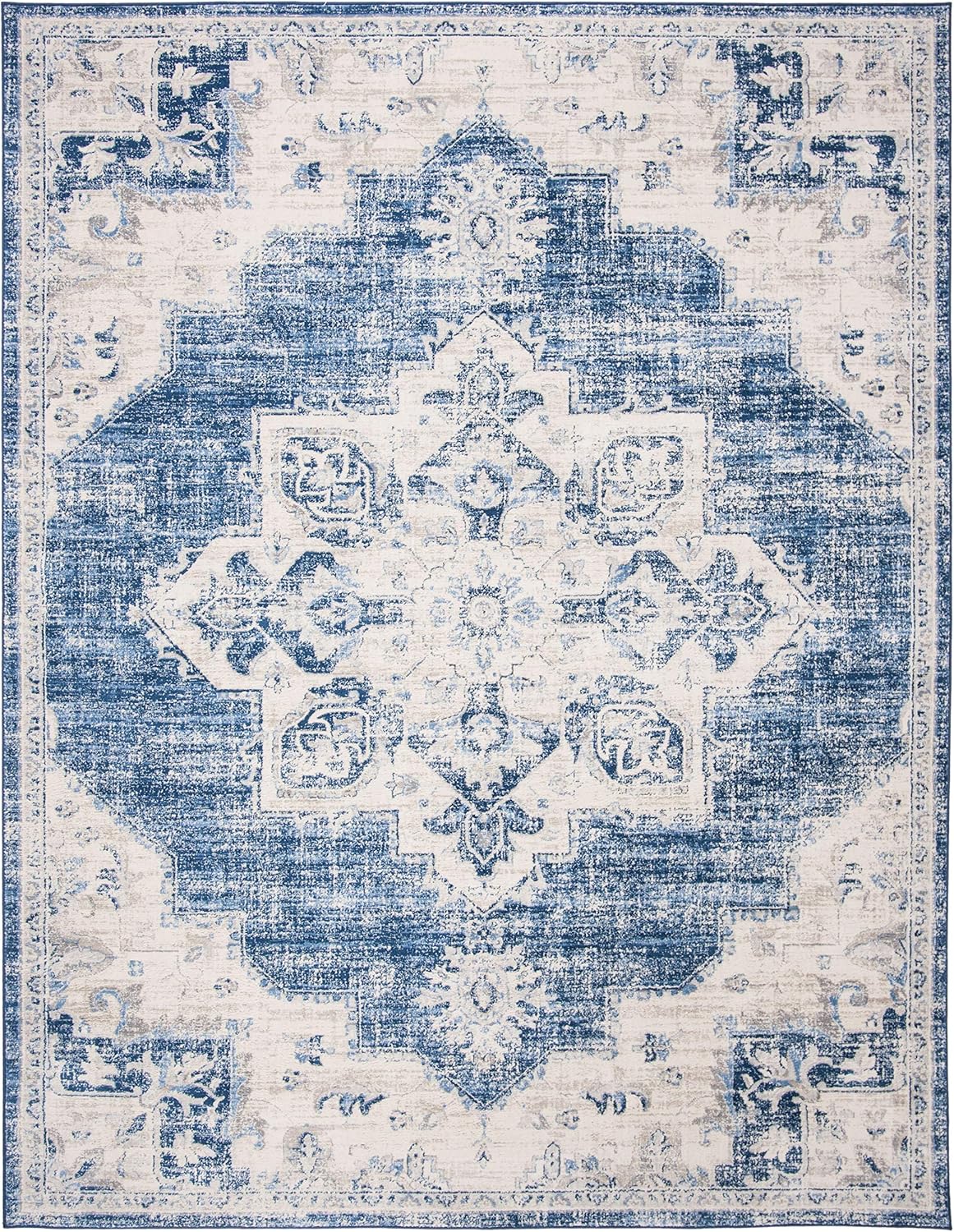 SAFAVIEH Alfombra bohemia SAFAVIEH estilo medallón antiguo, colección Brentwood BNT865A, no suelta fibra, resistente a las manchas, ideal para sala