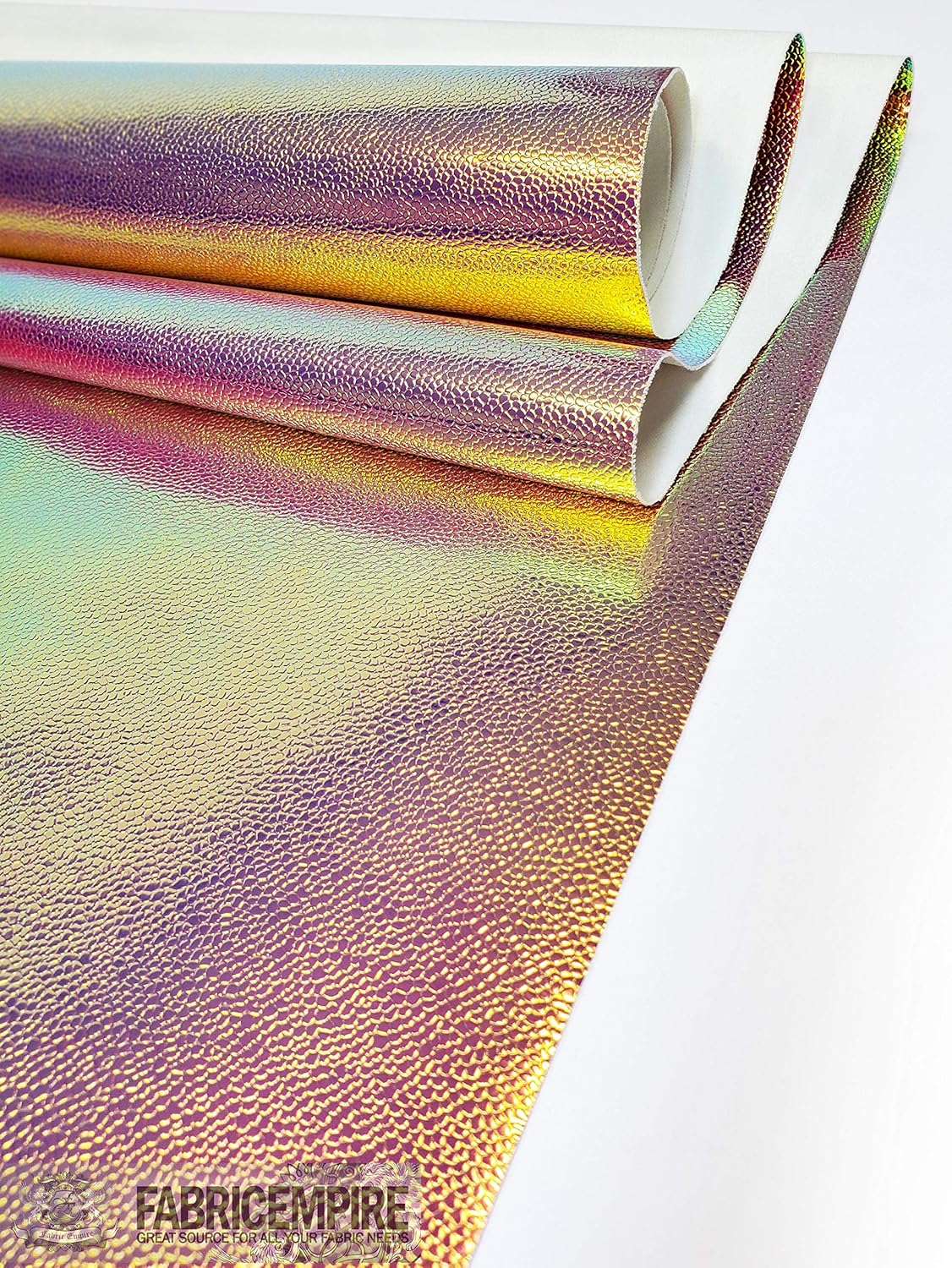 Fabric Empire Tapicería de vinilo en relieve holograma holográfico de burbujas holográficas material de tela brillante cobre 54 pulgadas de ancho