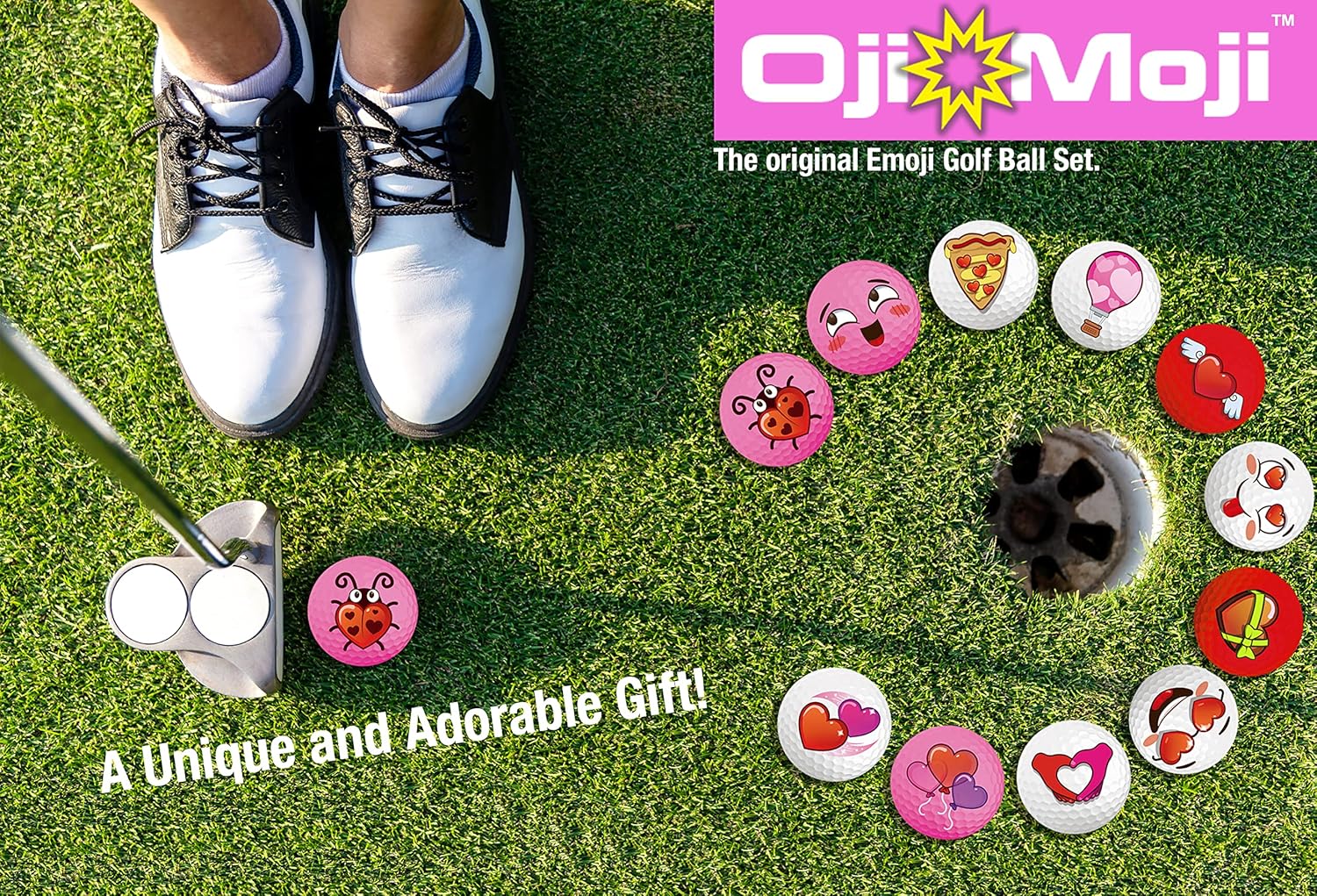 Oji-Moji Juego de pelotas de golf Emoji Love Series, regalo del día de San Valentín, paquete de 12 regalos de golf, regalo de golf para hombres,