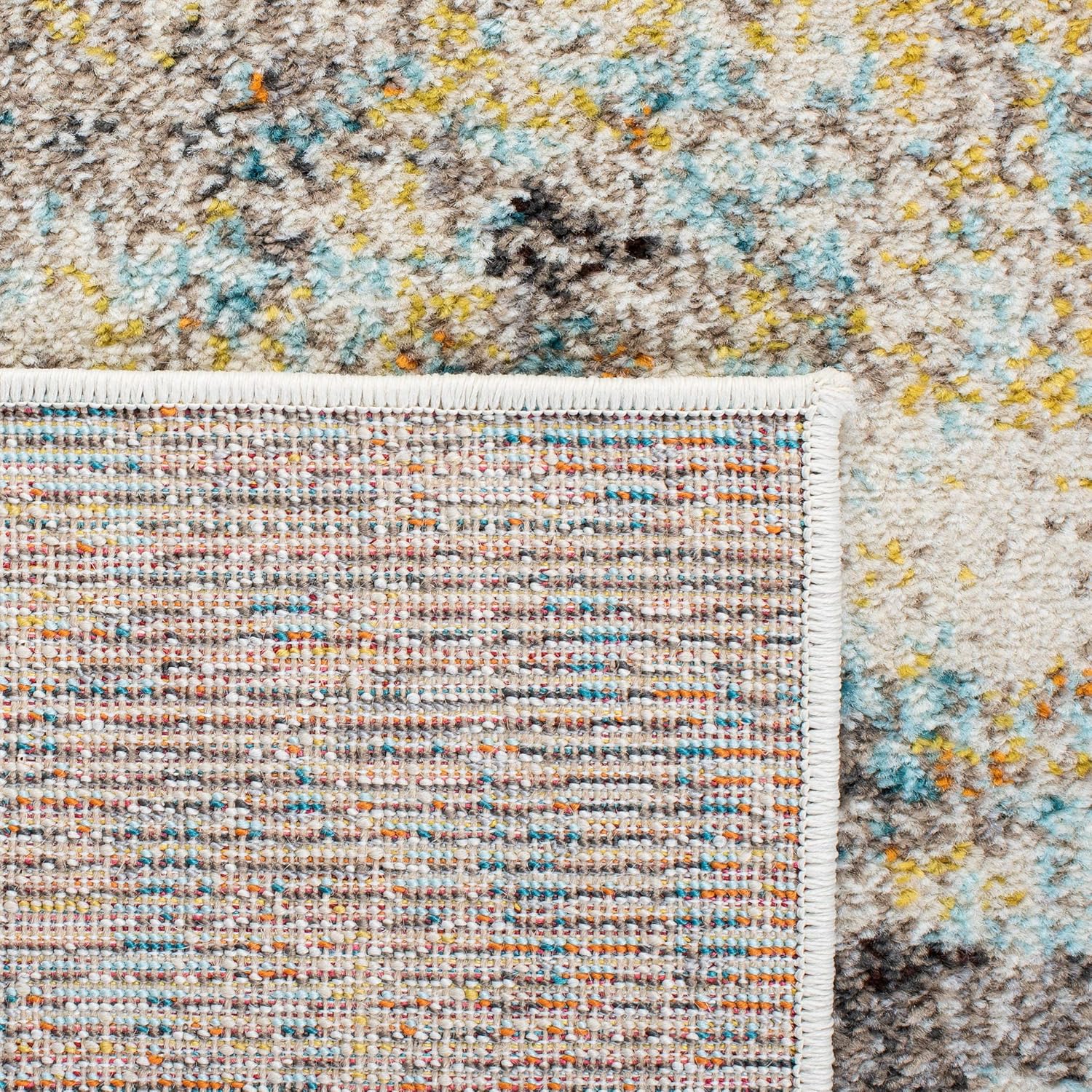SAFAVIEH MAD425F Madison Collection Alfombra decorativa cuadrada de 3′, grisdorado, diseño abstracto bohemio desgastado, no desprende pelusa, para