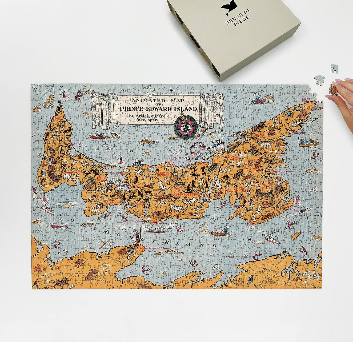 1929 Map of Prince Edward Island  Rompecabezas de 1000 piezas para adultos  Regalos de cumpleaños  Actividad divertida en interiores  Hecho a mano