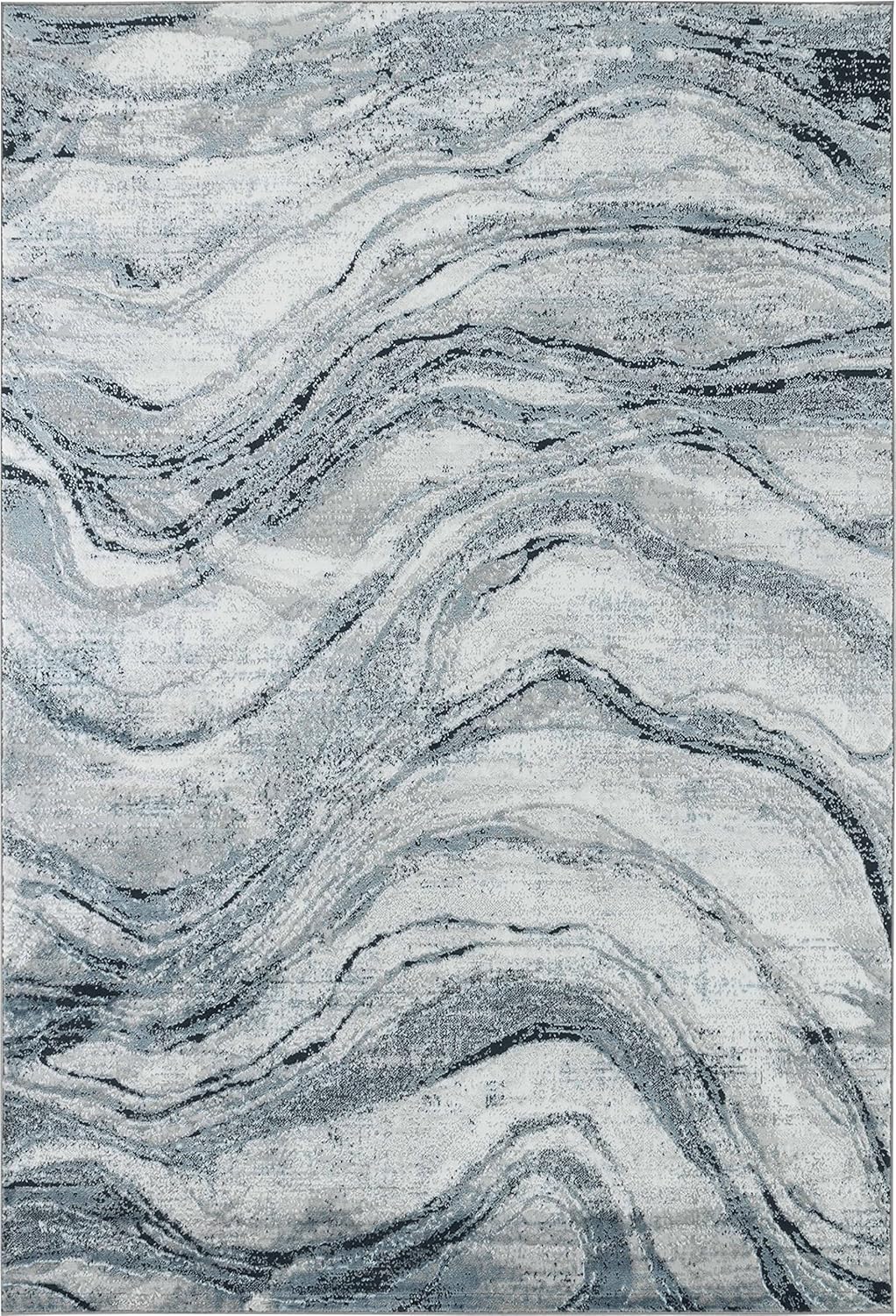 GLORY RUGS Alfombra abstracta moderna de 8 x 10 pies, color gris azul marino, se desvanece suave para sala de estar, dormitorio, hogar y oficina
