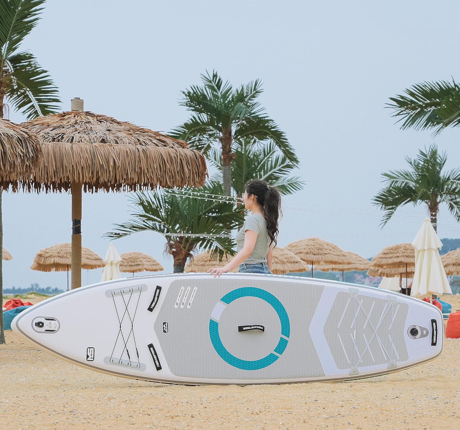 Campfun Tabla de remo inflable, tabla de sup de pie con accesorios portátiles de alta calidad que incluyen mochila, paleta ajustable, aleta, correa,