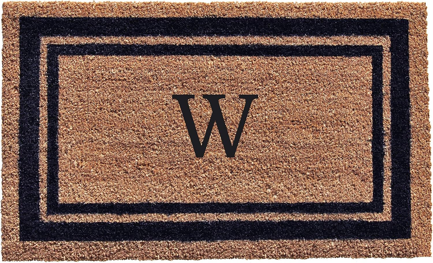 Calloway Mills 153002436W – Felpudo con monograma con borde azul oscuro (letra W), 24 x 36 pulgadas