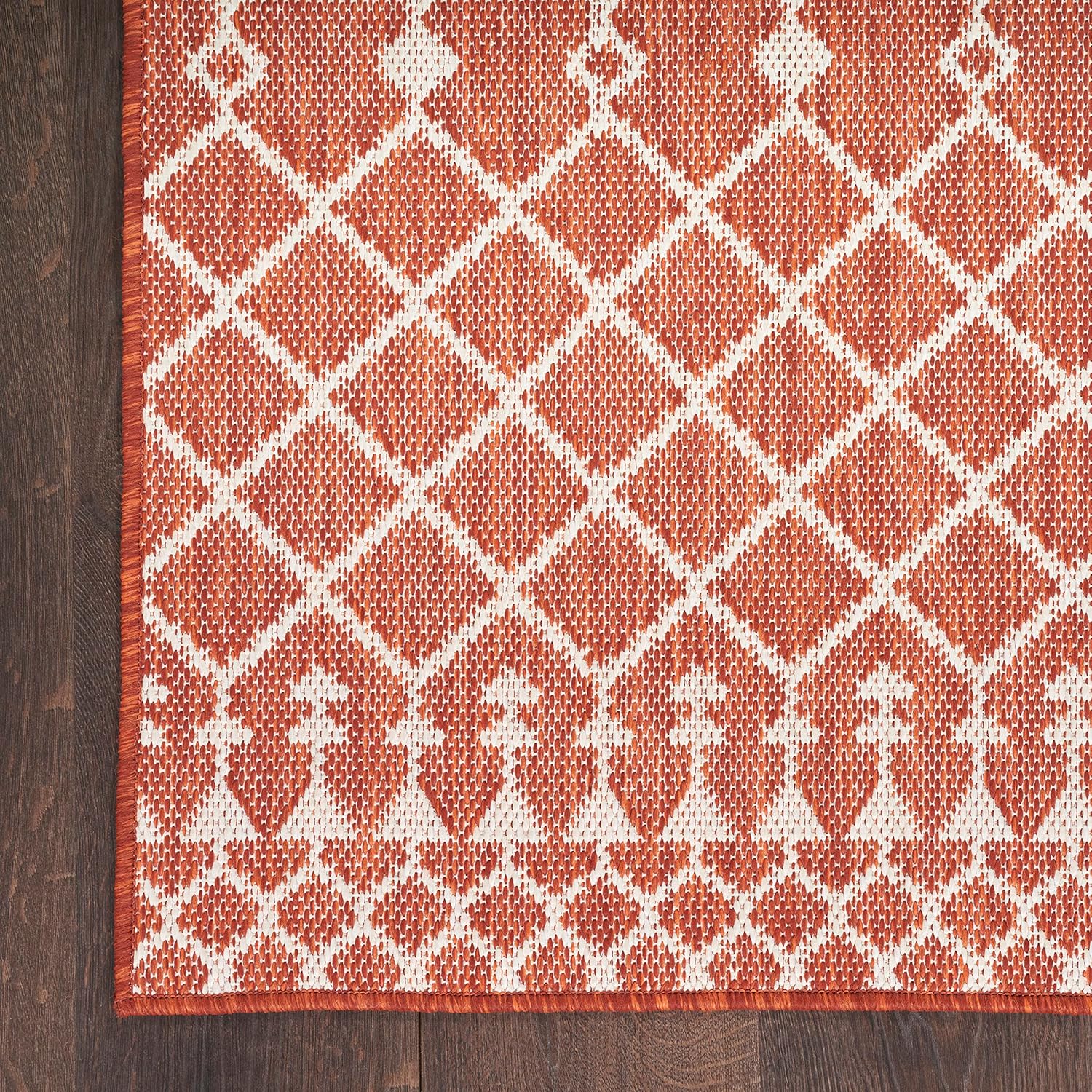 Nourison Positano – Alfombra de 5 x 7 pies, color terracota para interiores y exteriores, fácil de limpiar, no se desprende, para dormitorio, sala