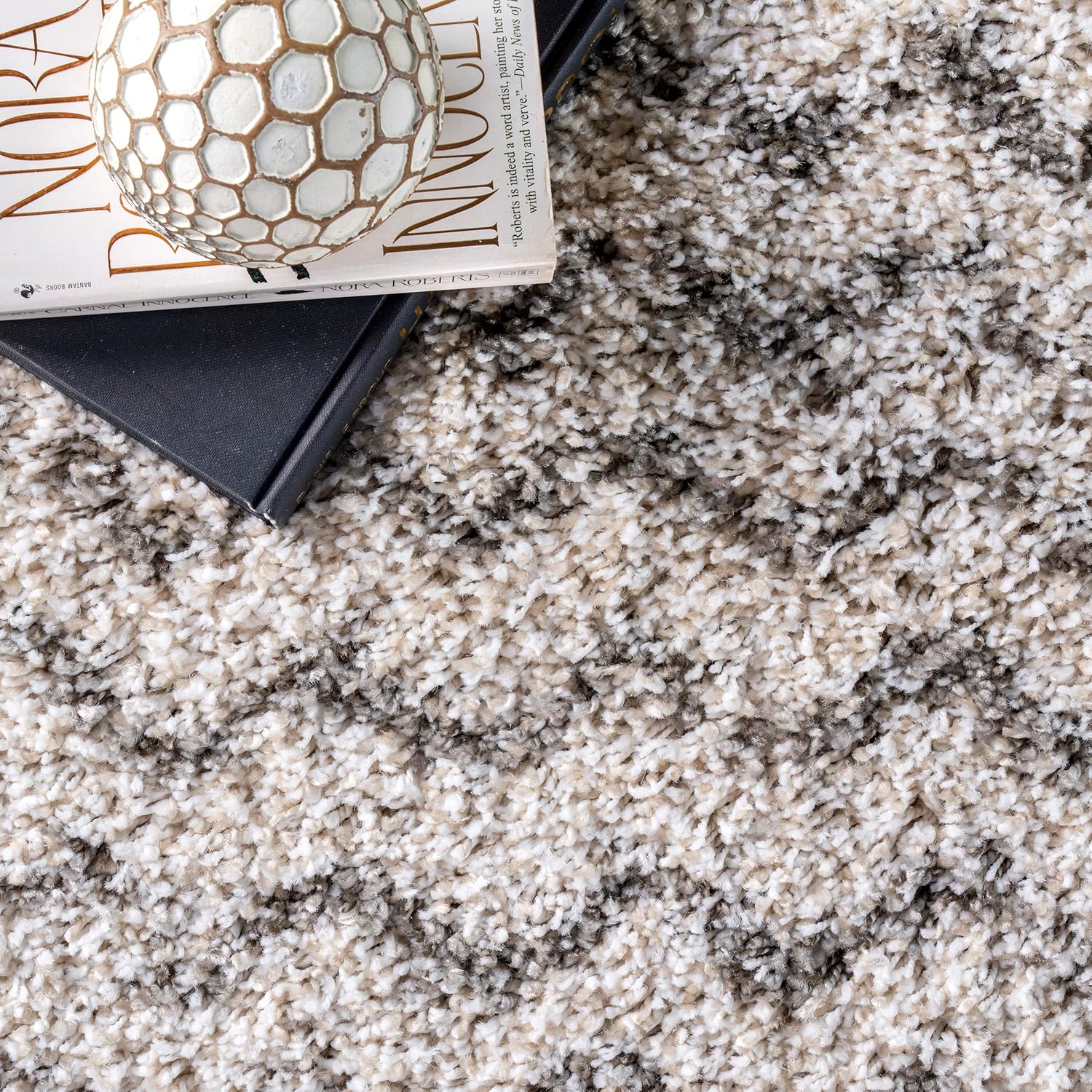 nuLOOM Cuellar Chevron Shag – Alfombra de área (5 x 8 pulgadas), color marfil