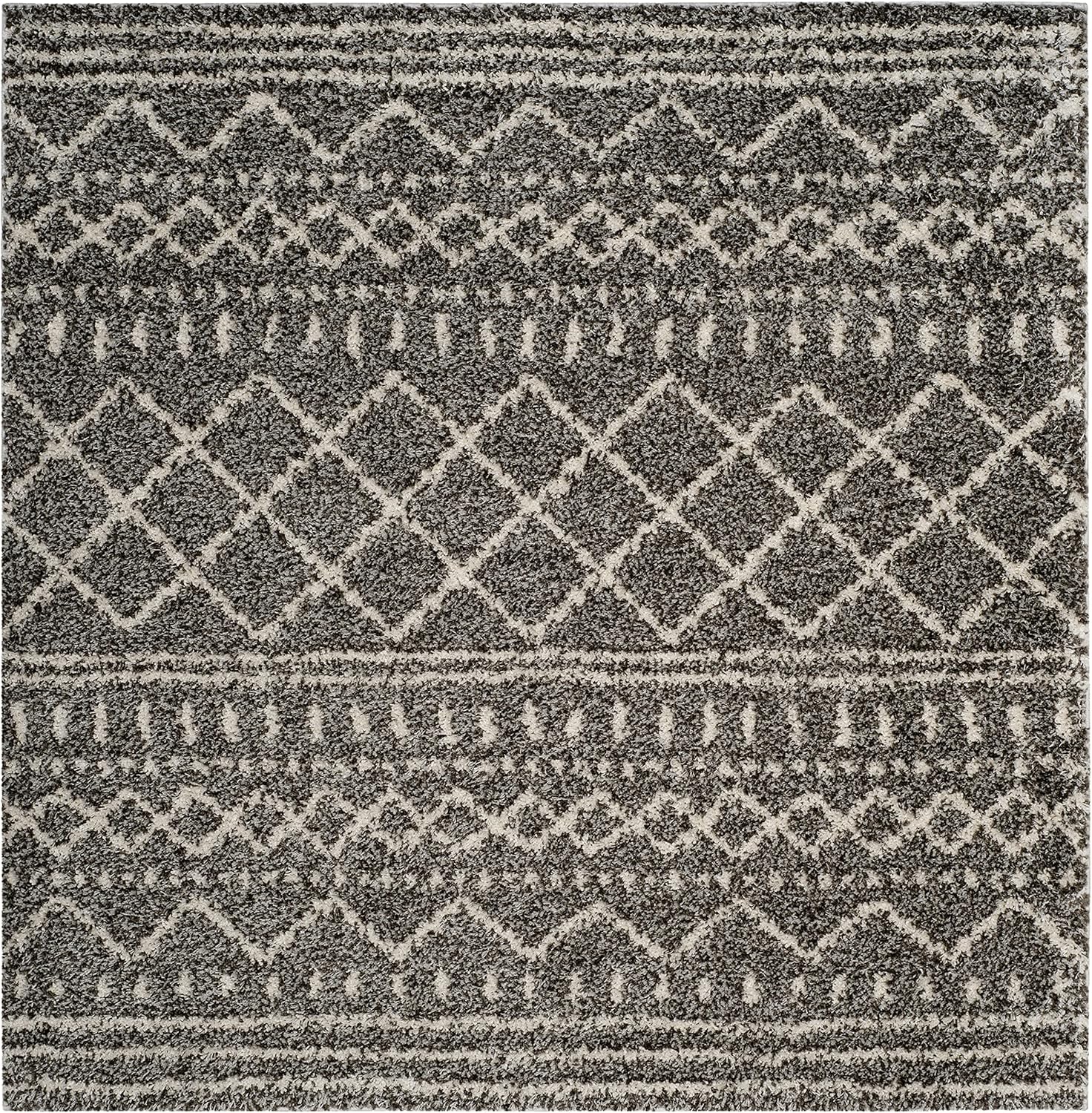 SAFAVIEH Colección Arizona Shag – Alfombra de área cuadrada de 3, 1.6 de grosor, suave, no desprende pelusa, para sala, comedor, habitación o