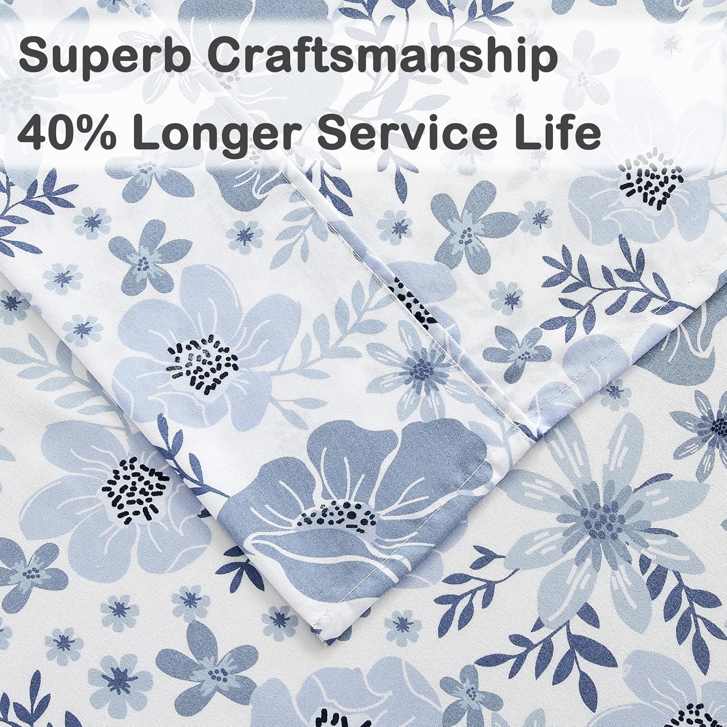 Mooreeke Sábanas matrimoniales florales, juego de sábanas de microfibra suave transpirable con estampado vintage, bolsillo profundo, sábana bajera