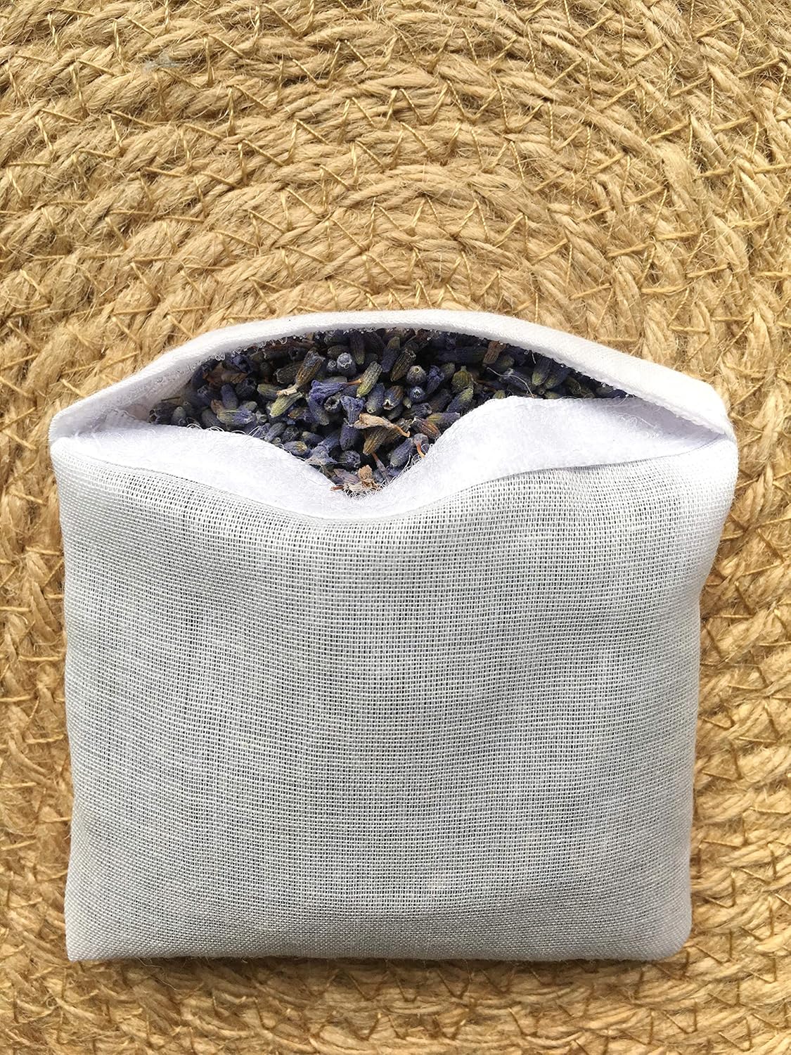 Minhcraft Bolsa de bolsita de lavanda bordada a mano de lino natural de 6 x 6 pulgadas, juego de 3