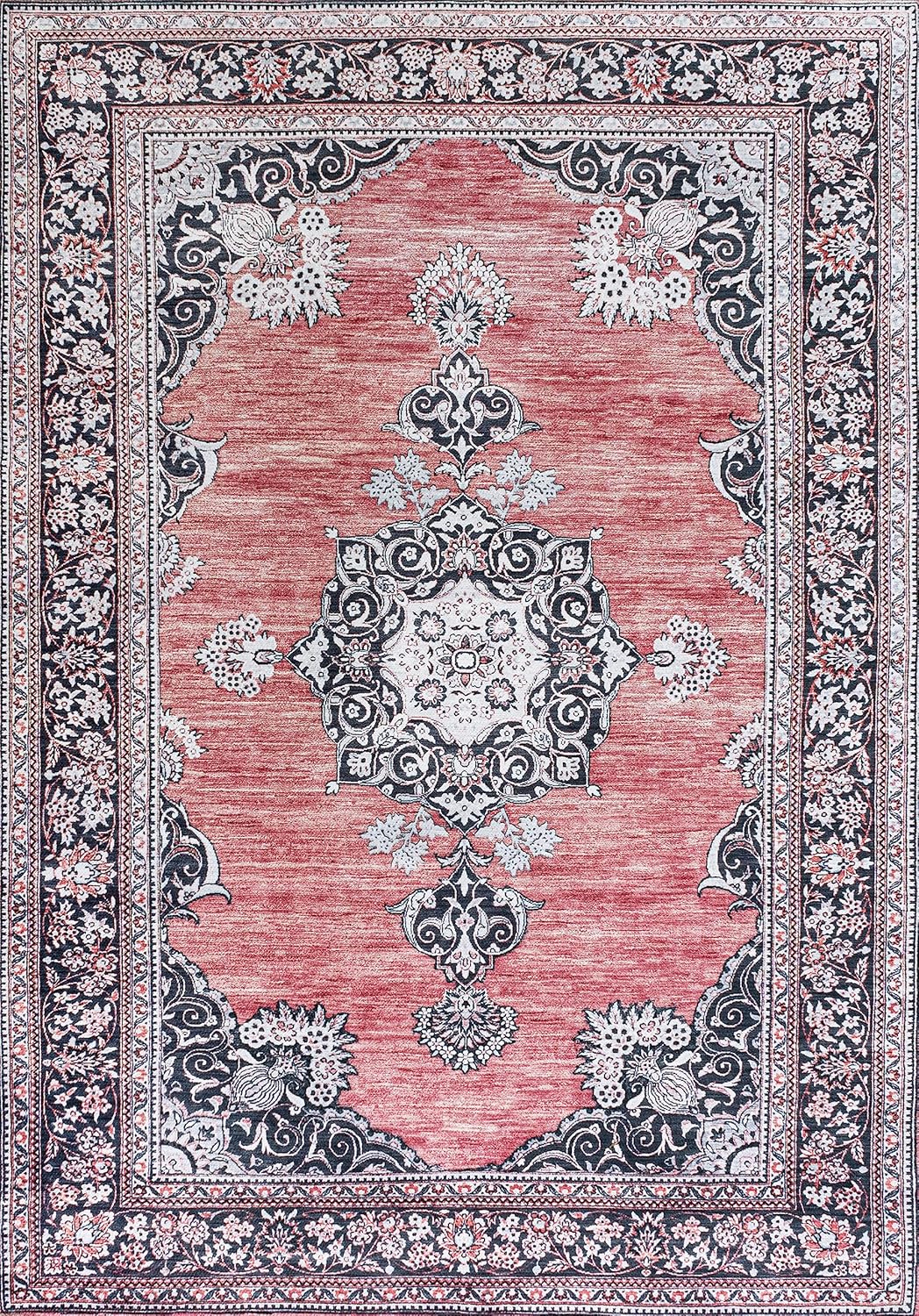 Eyely HSW201B-8 Bausch – Alfombra lavable de felpilla envejecida para interiores, clásica, de mediados de siglo, rústica para dormitorio, cocina,