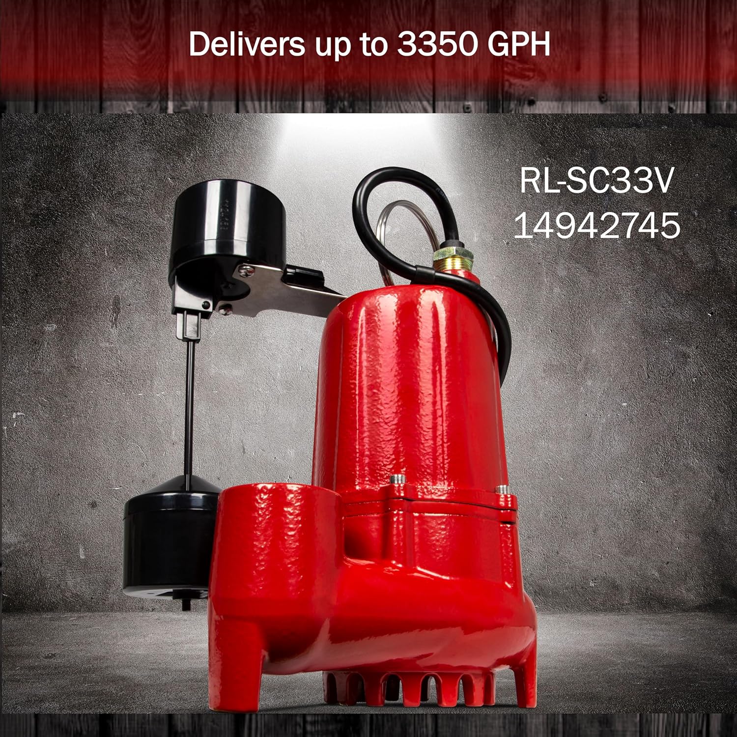 Red Lion RL-SC33V Bomba de sumidero de hierro fundido de 13 HP con interruptor vertical
