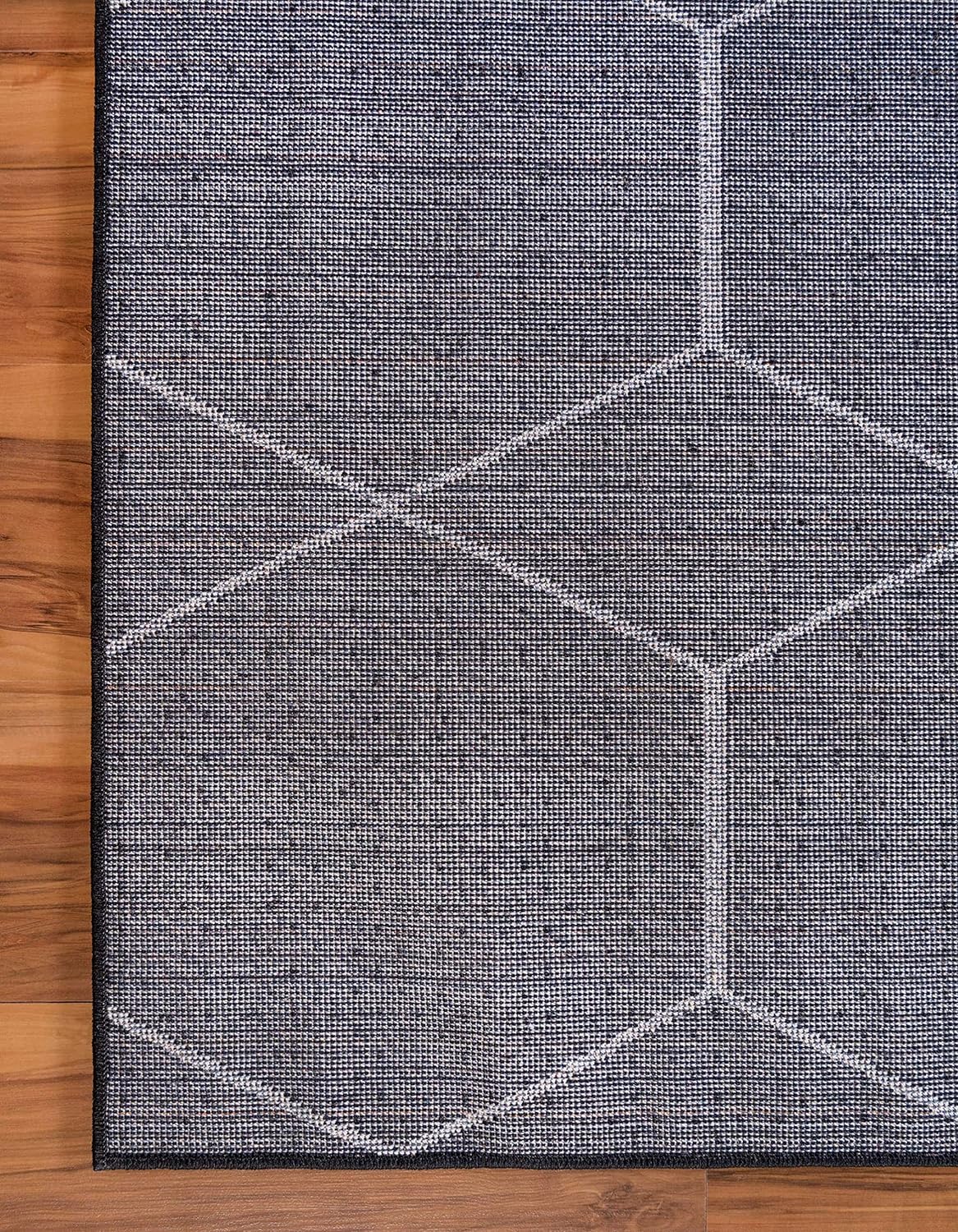 Unique Loom – Alfombra con diseño geométrico, colección Trellis Frieze (4 pies y 1 pulgada x 6 pies y 1 pulgada, negromarfil)