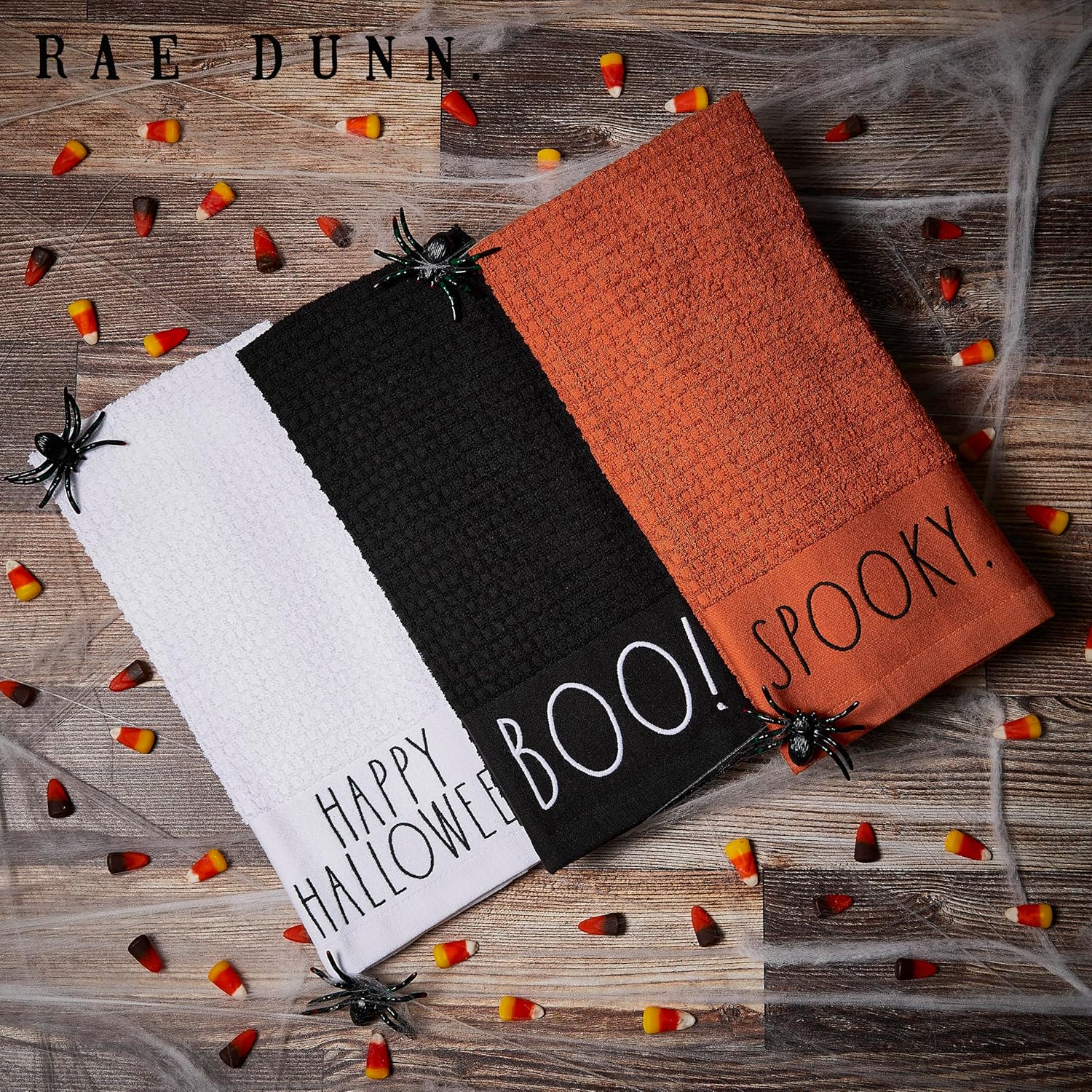 Rae Dunn Toallas de mano, toalla de mano decorativa bordada para cocina y baño, 100% algodón, altamente absorbente, paquete de 3, 16 x 26 pulgadas,