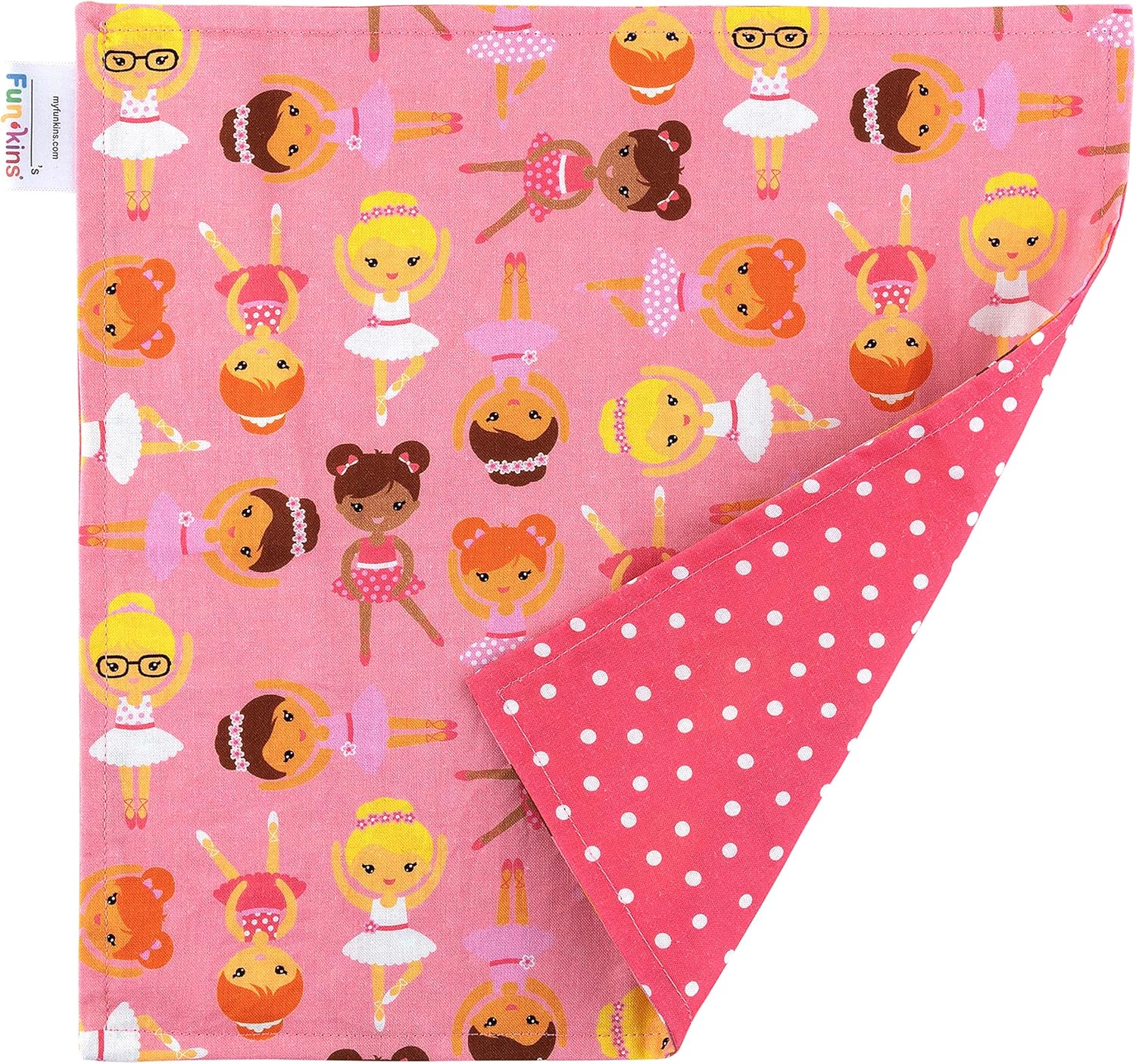 Funkins – Servilletas de tela reutilizables para niños, 12 x 12 pulgadas, 2 capas, gruesas, absorbentes, duraderas, lavables a máquina, etiqueta con