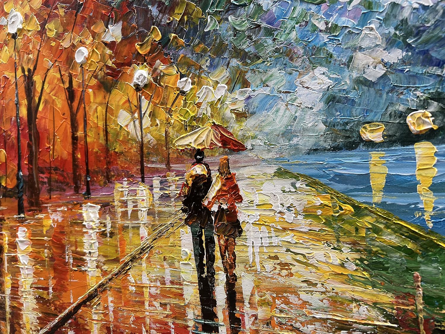 Alenoss Pinturas abstractas en lienzo 3D modernas al óleo sobre lienzo de 28 x 40 pulgadas, arte de pared colorido contemporáneo para parejas, arte