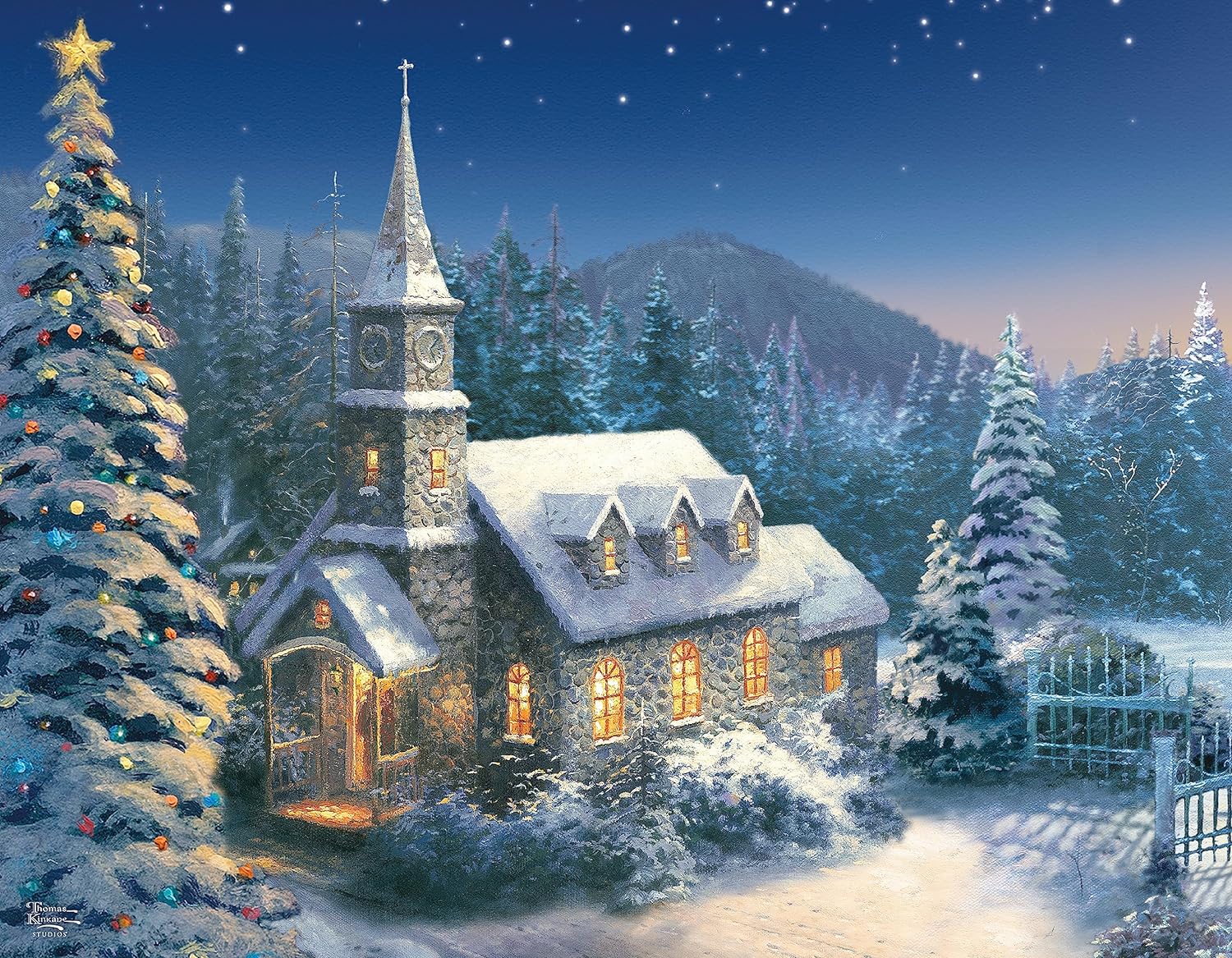 Ceaco – Paquete múltiple 4 en 1 – Thomas Kinkade – Holiday – (4) rompecabezas de 500 piezas