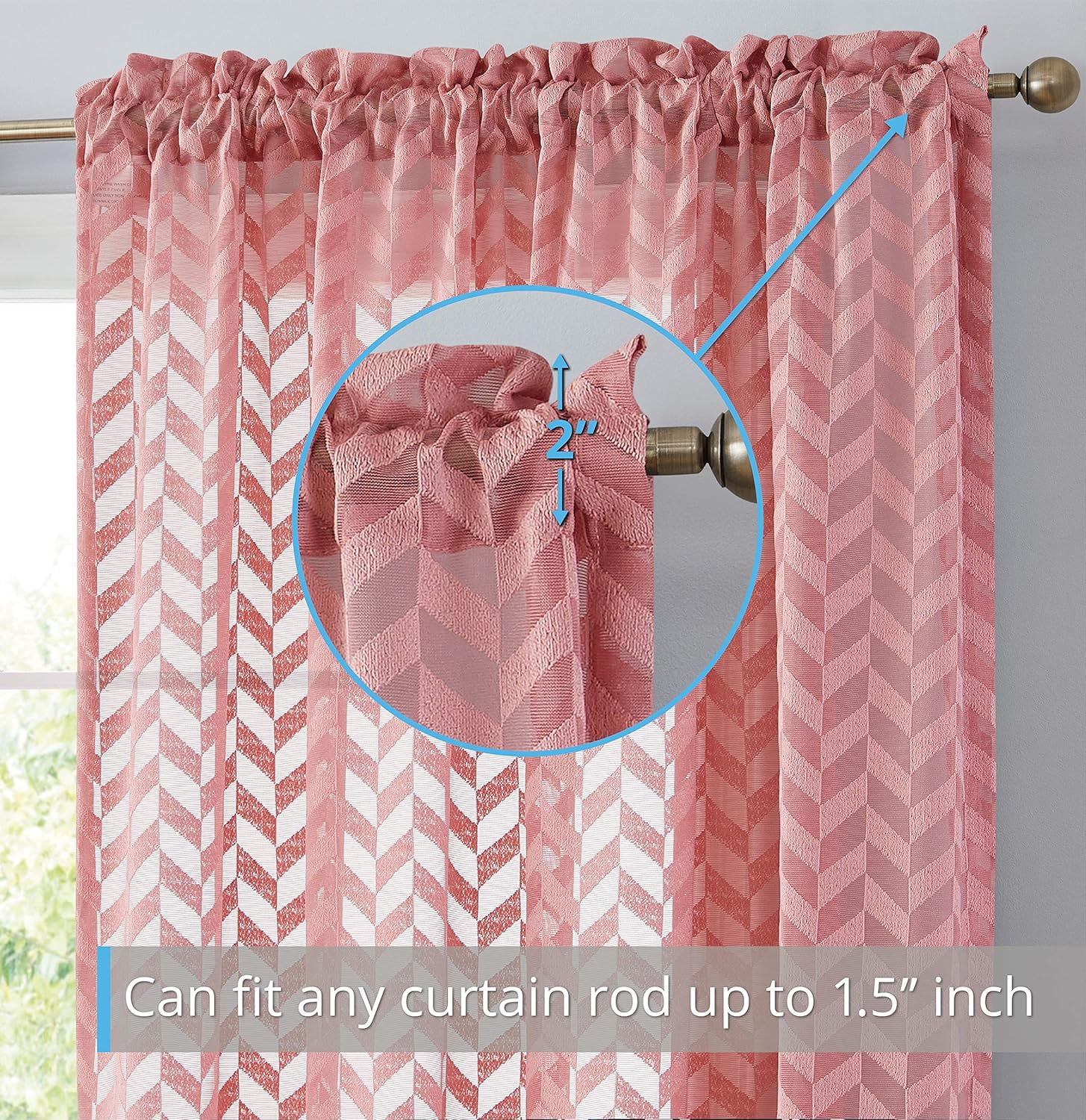 HLC.ME Paneles de cortinas gruesas semitraslúcidas con dobladillo para barra, para ventana de dormitorio y sala de estar, juego de 2 (54 pulgadas de