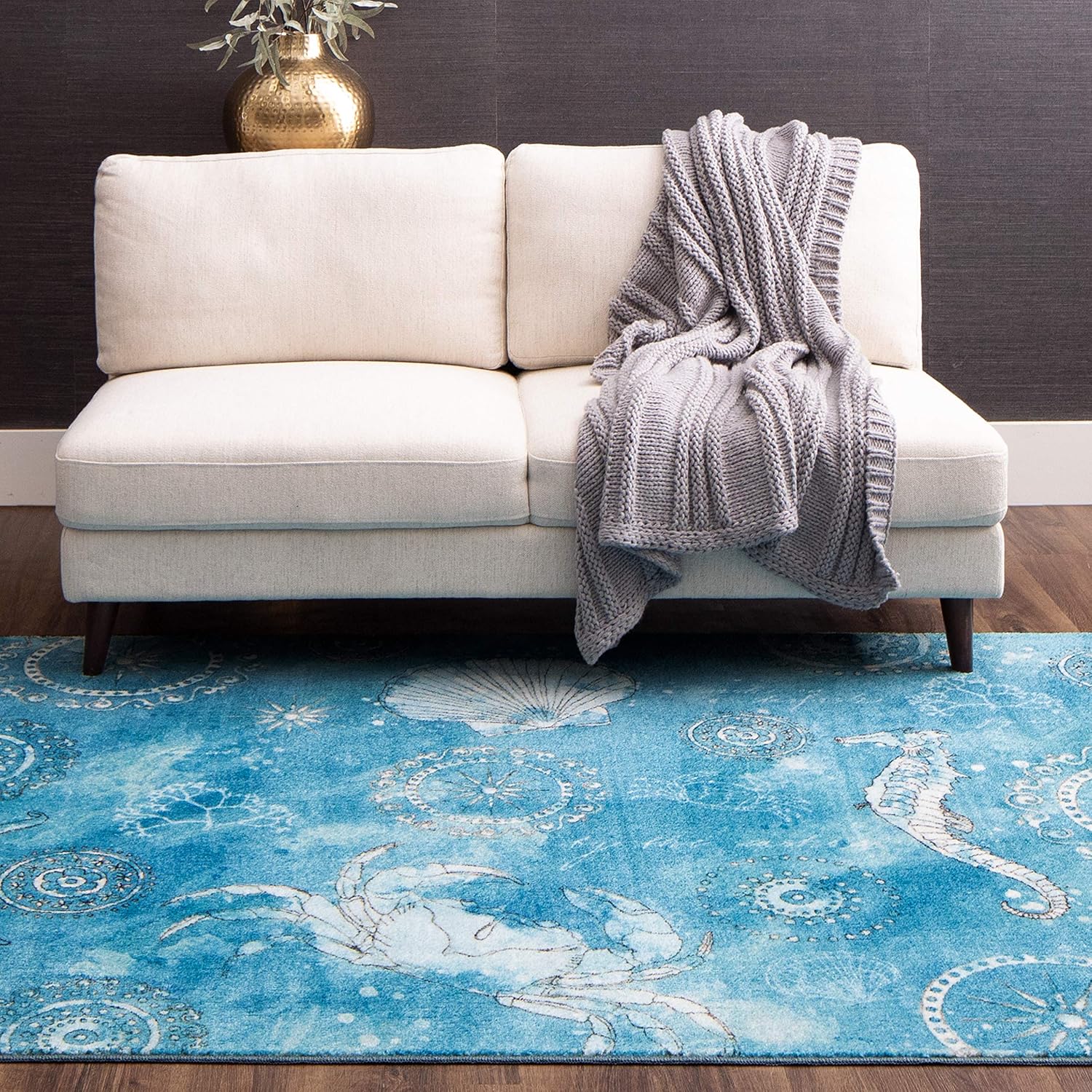 Mohawk Home Coastal Splash Aqua – Alfombra de área, 5 x 8 pies, azul