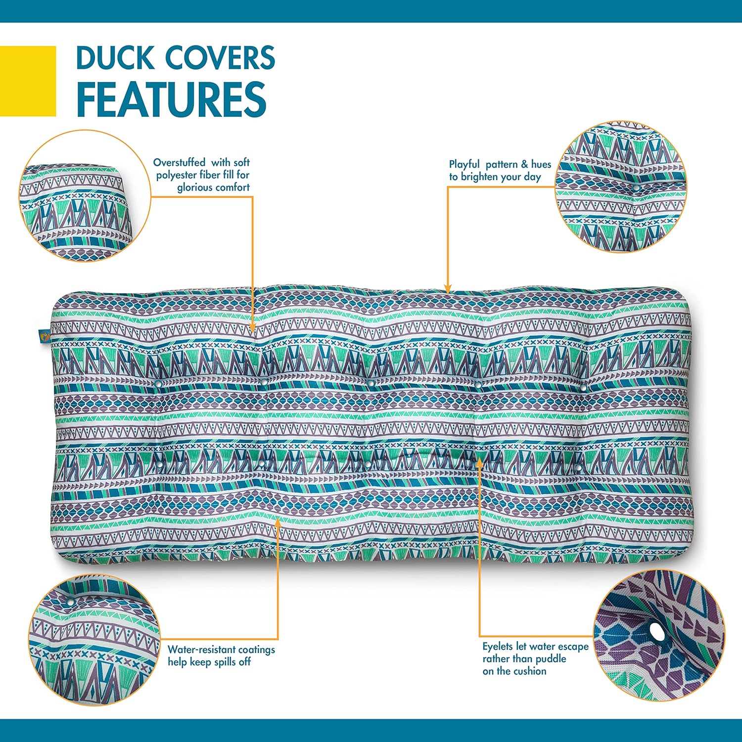 Duck Covers Cojín de banco resistente al agua para interiores y exteriores, 42 x 18 x 5 pulgadas, festival lila, cojín de banco de patio