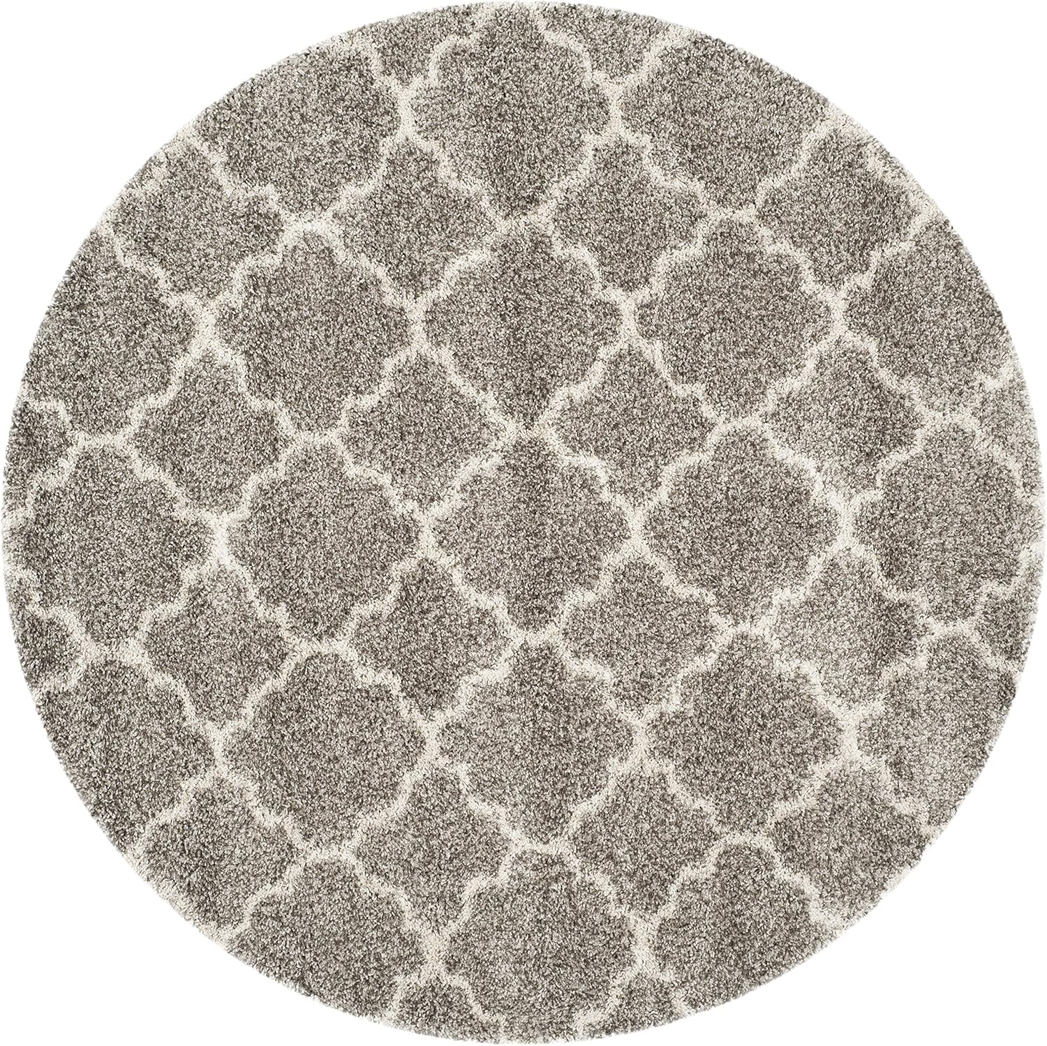 SAFAVIEH Hudson Shag Collection SGH282B – Alfombra de área marroquí redonda de 7 pies con diseño de enrejado que no desprende pelusa, para sala de