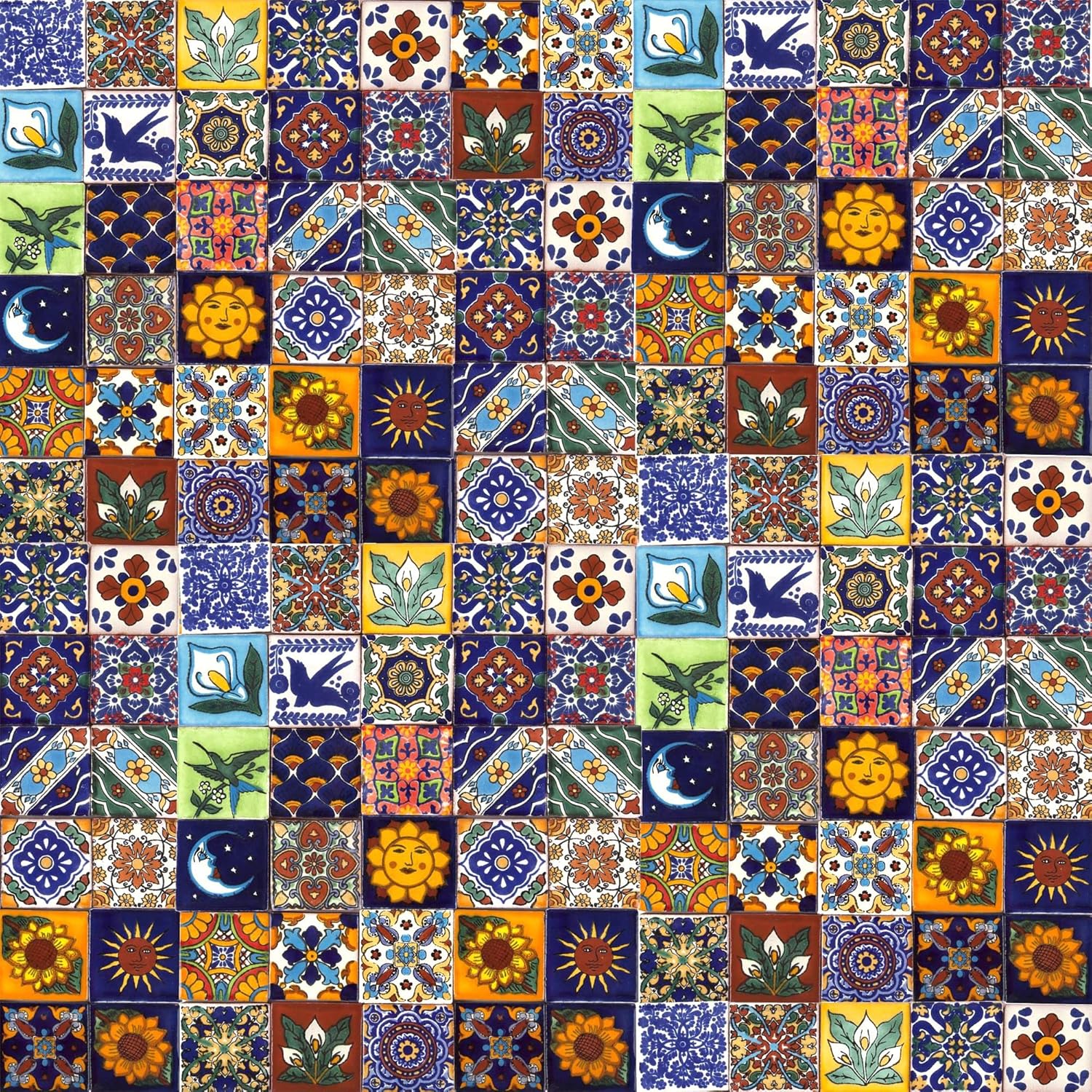 Saburo by Cerames – Azulejos de cerámica mexicana de 2 x 2 pulgadas – 120 mosaicos decorativos mexicanos para baño, cocina, ducha, escaleras, sala