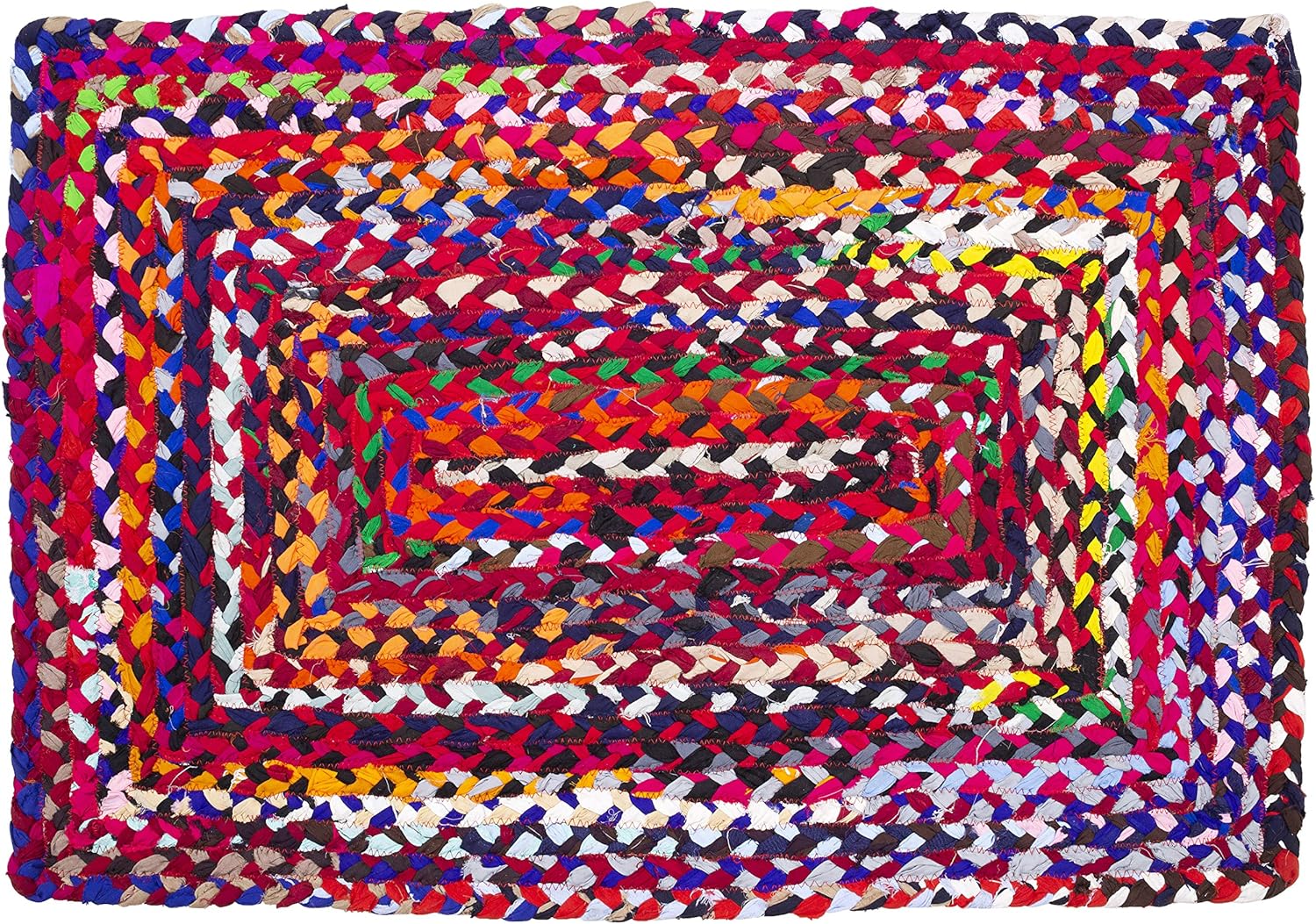 Eleet Alfombra de algodón vibrante, 2 x 3 pies, multicolor, trenzada a mano, reversible, los colores pueden variar (2 x 3 pies de algodón