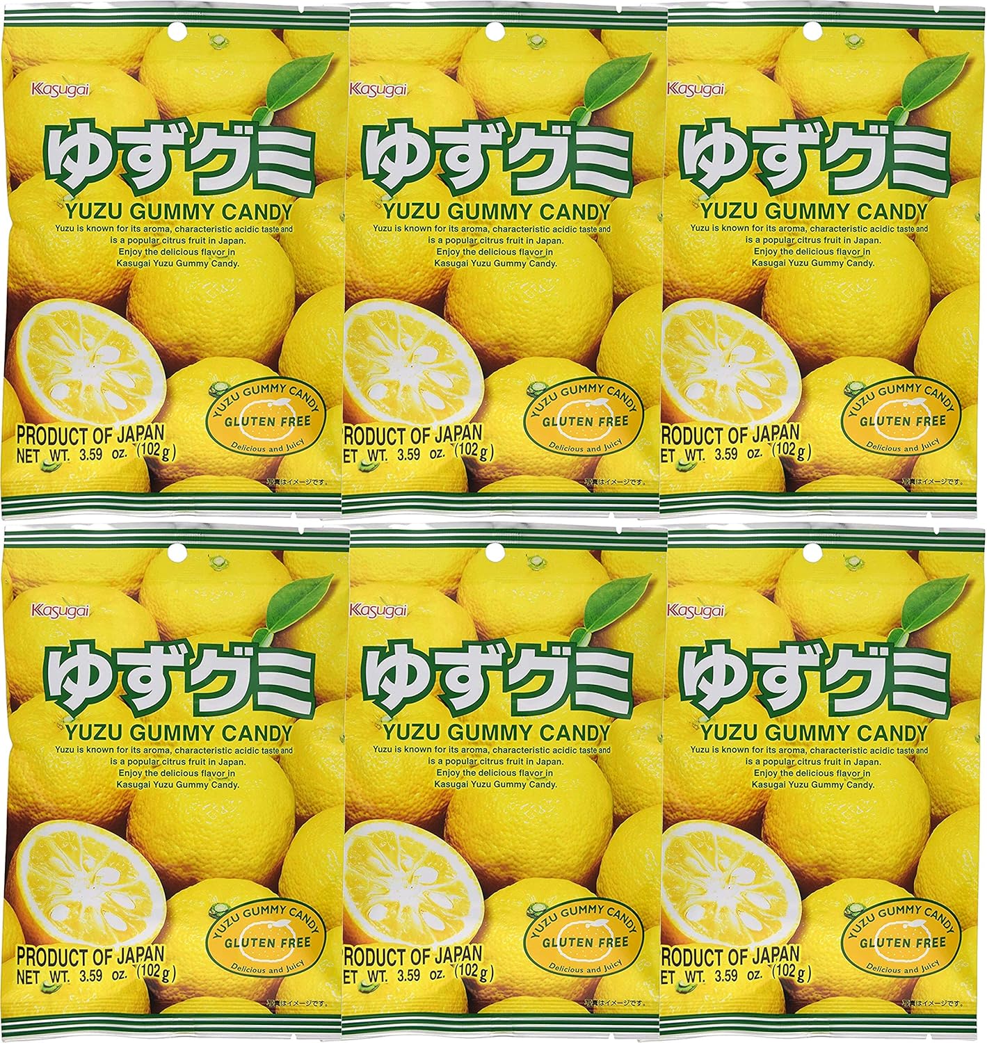 Kasugai Yuzu Gummy Candy 3.59oz (paquete de 6)