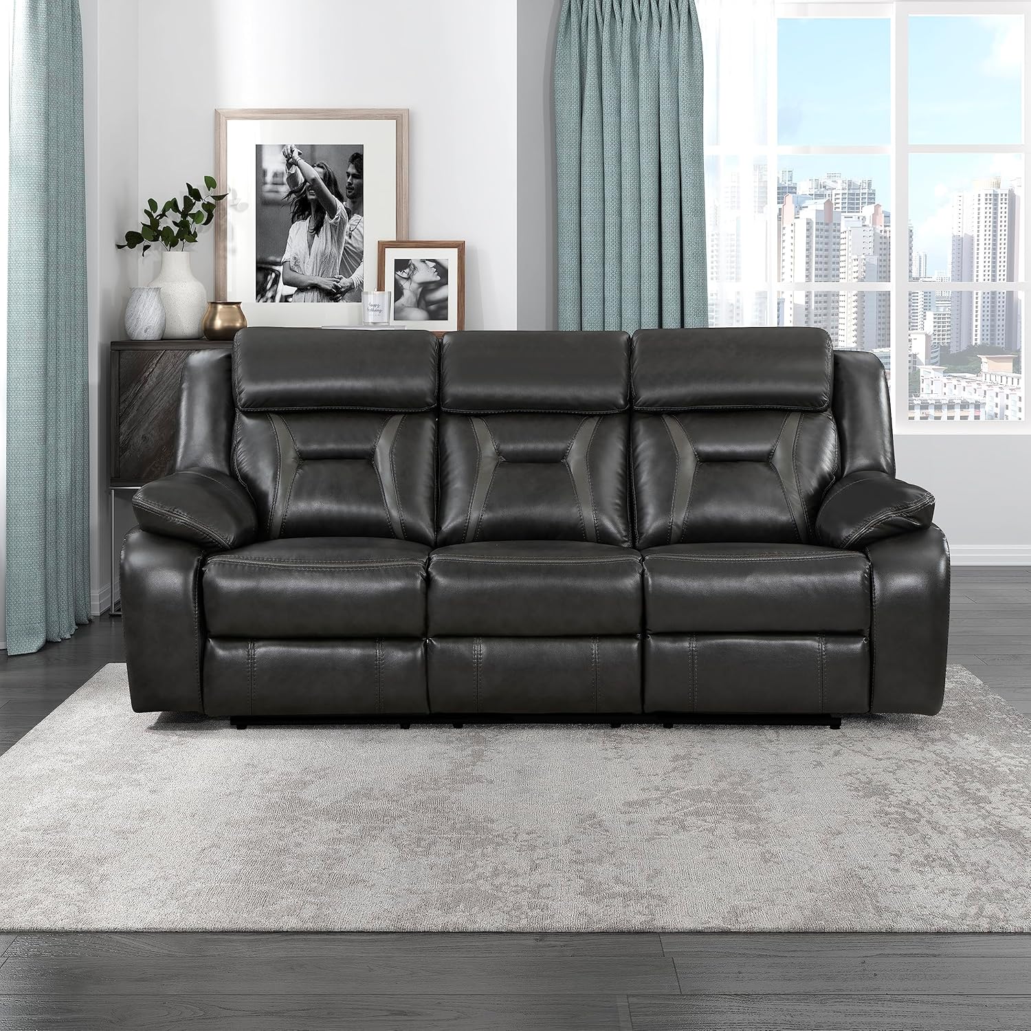 Lexicon Ridgefarm Wall-Hugger Power – Sofá reclinable doble, color gris