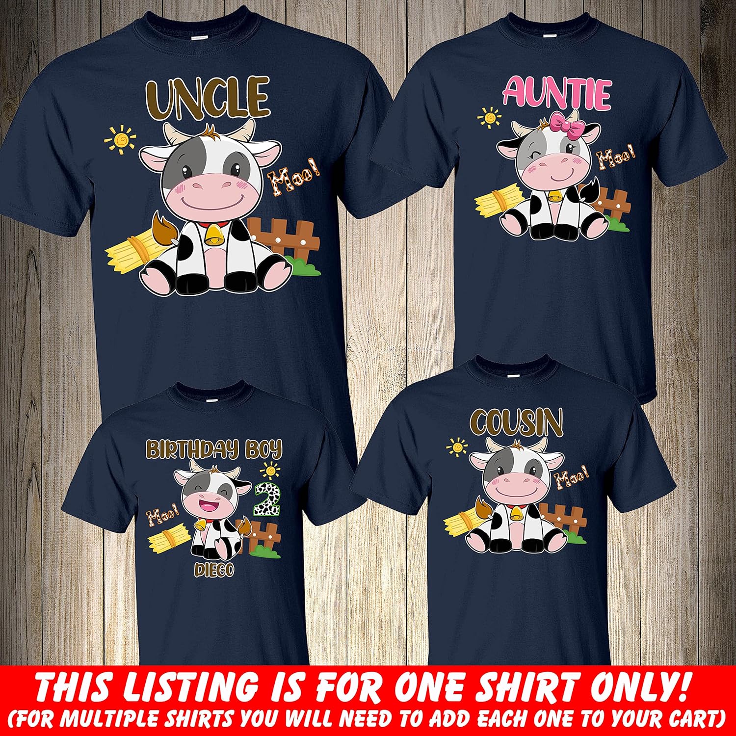 Cow Birthday Girl Shirt, Birthday Girl, Birthday Boy, Matching Cow Family Birthday shirt, Farm Birthday Shirt,Personalized Birthday Shirt
