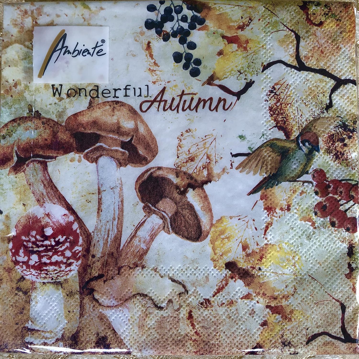 Servilletas de hongos de 13 x 13 pulgadas para Decoupage, servilletas de papel de Acción de Gracias, servilletas de papel desechables de otoño,