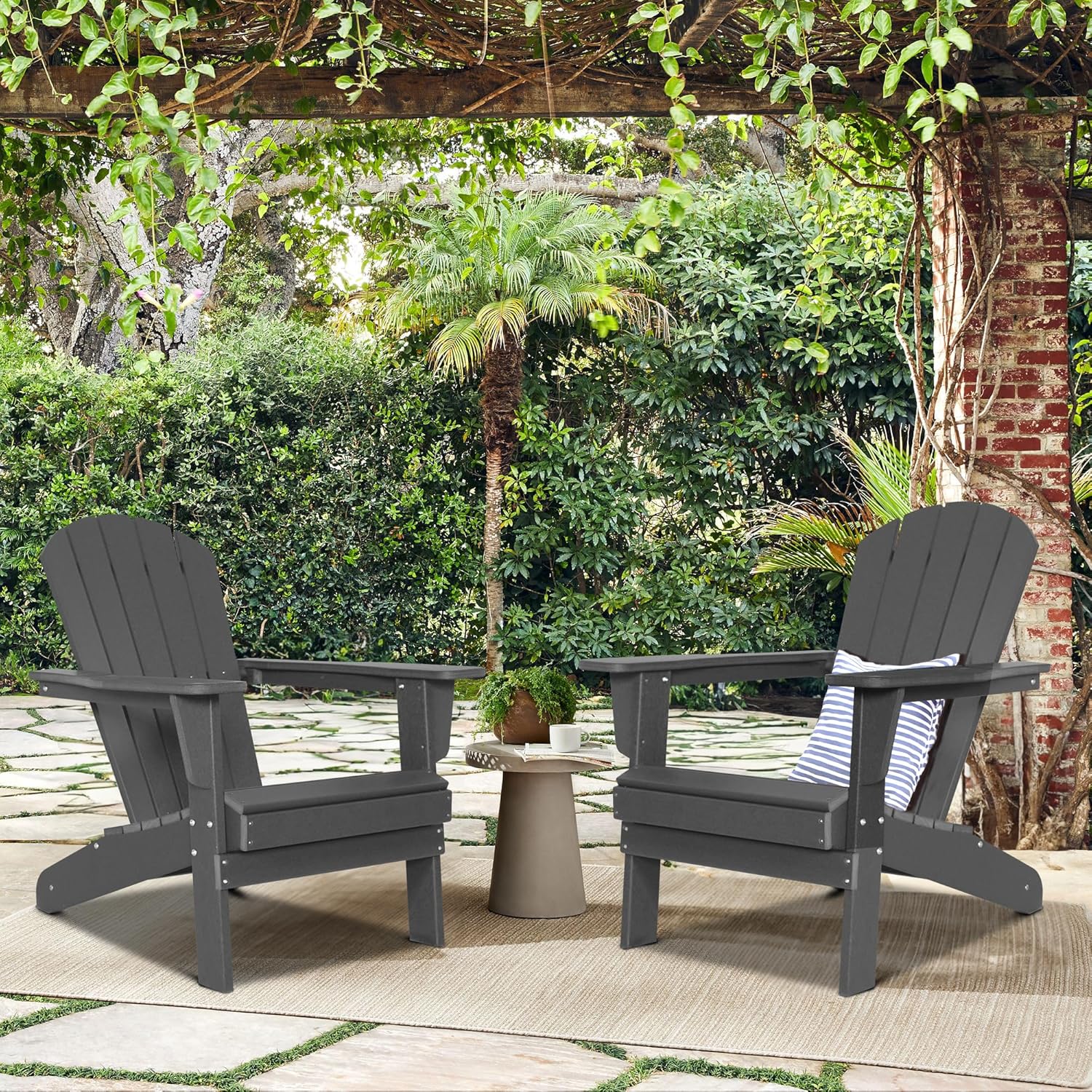 Adirondack – Juego de 2 sillas para patio al aire libre, muebles de plástico HDPE para todo tipo de clima, para terraza, porche delantero, patio