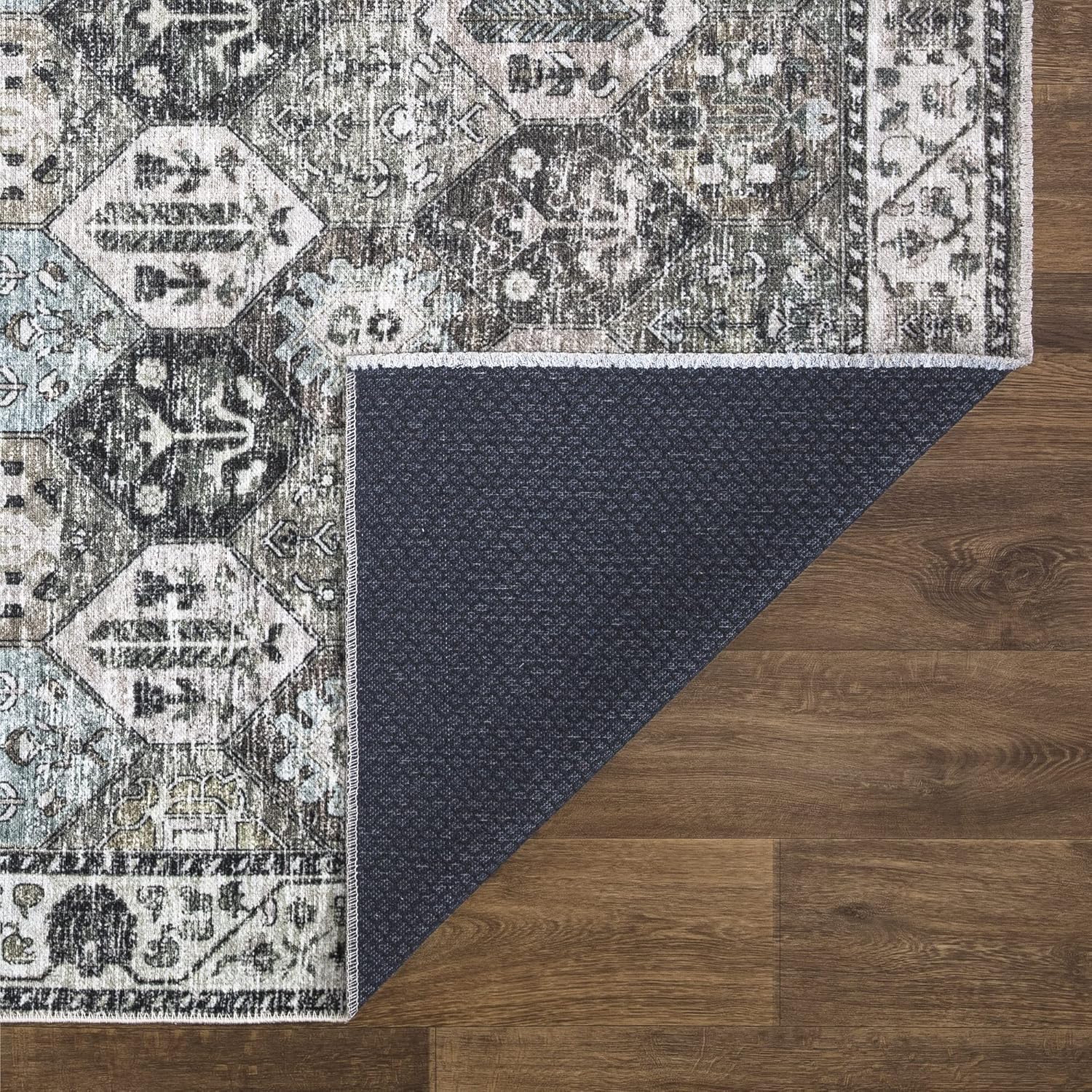 Bloom Rugs – Alfombra caminera Caria lavable, antideslizante, de 1,83 m, color beige y oliva, para entrada, pasillo, baño y cocina, tamaño exacto