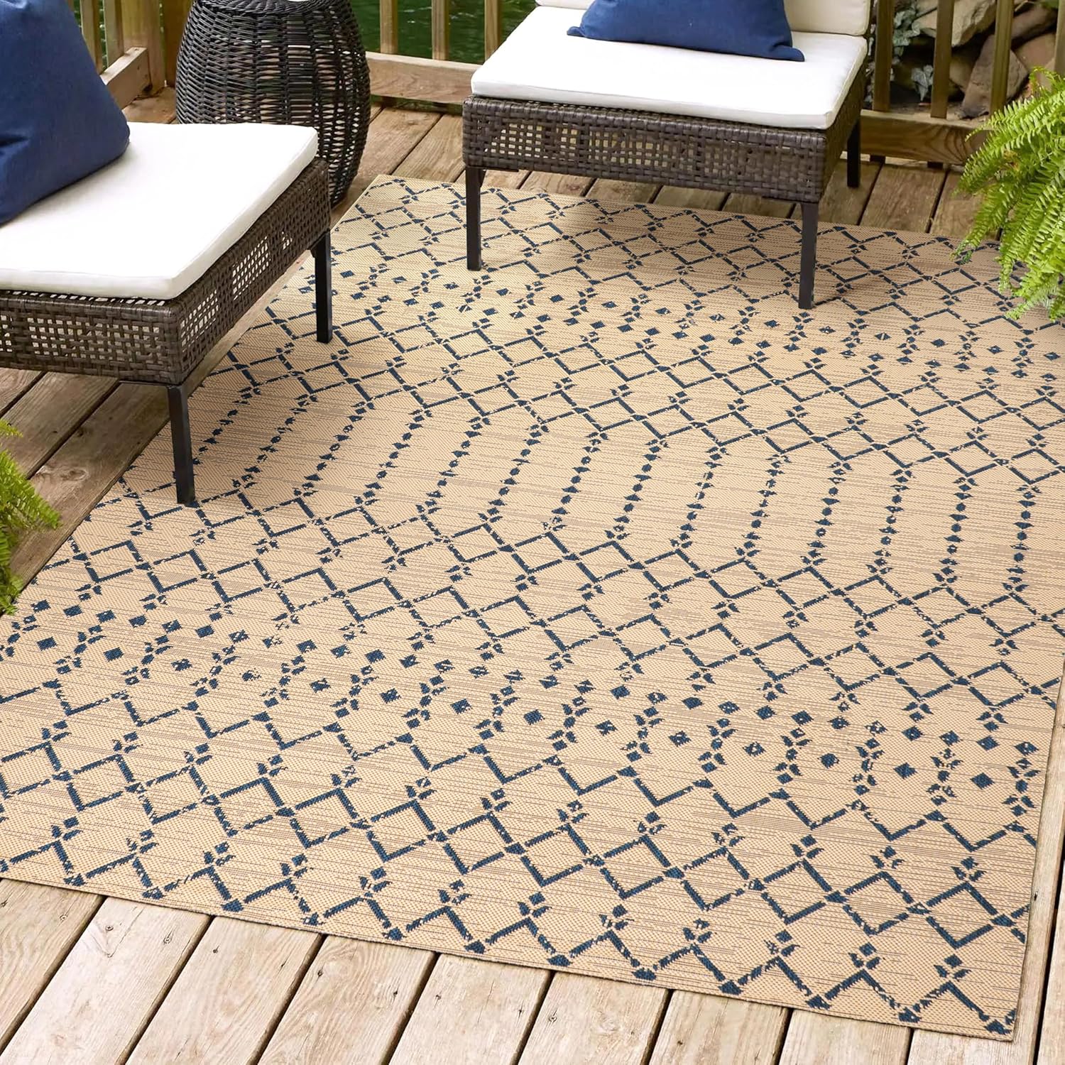 JONATHAN Y – Alfombra marroquí Ourika tejida con textura geométrica para interiores y exteriores, estilo bohemio, rústico, fácil limpieza, no suelta