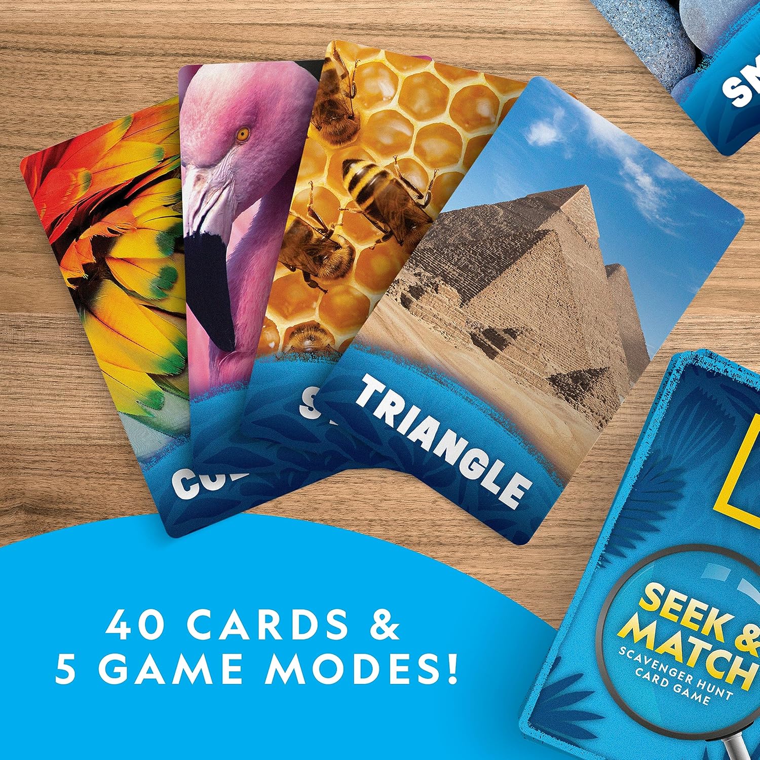 NATIONAL GEOGRAPHIC Juego de cartas de búsqueda del tesoro para niños busca y combina objetos de 40 tarjetas de tamaño gigante, juegos de