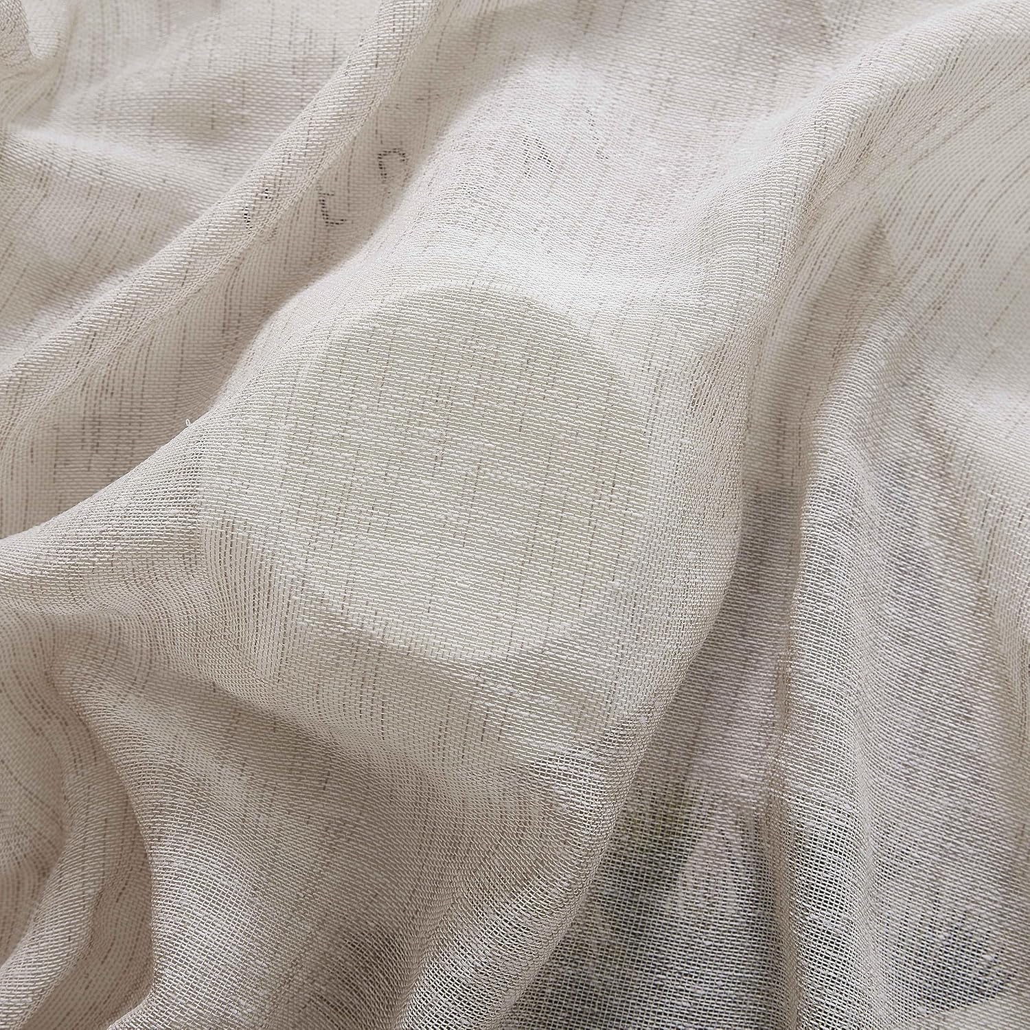 HLC.ME Penelope – Cortinas gruesas de lino sintético texturado semitransparentes, con filtro de luz solar y privacidad, con bolsillo para cortinero,