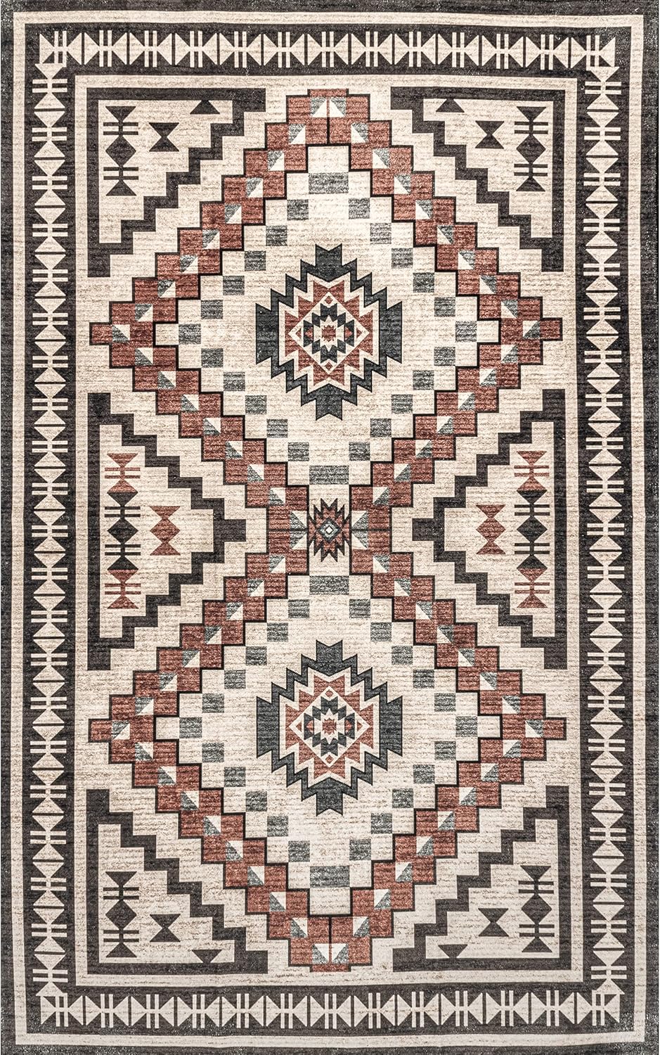 nuLOOM Leighton – Alfombra ultrafina lavable a máquina, medallón suroeste, 6 pies, cuadrada, color beige
